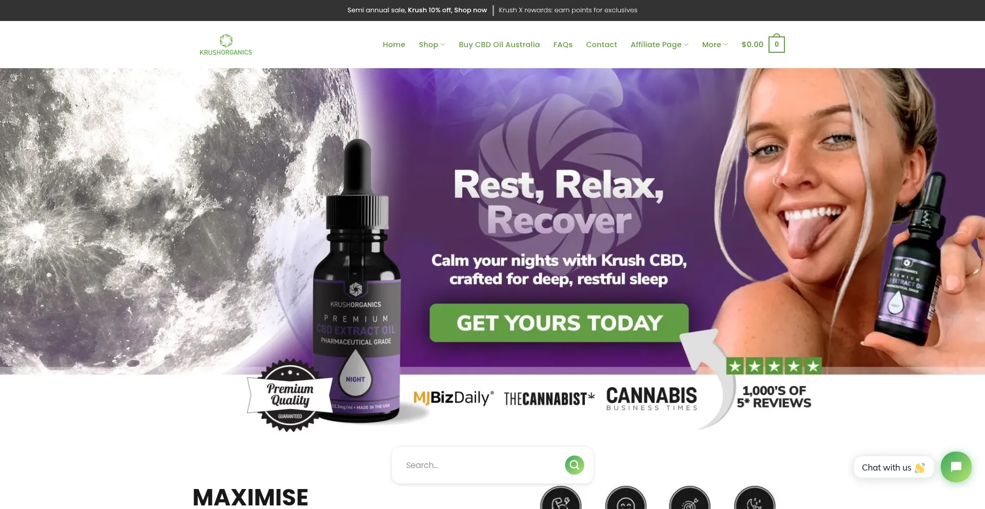 Website screenshot of Krushorganics.com