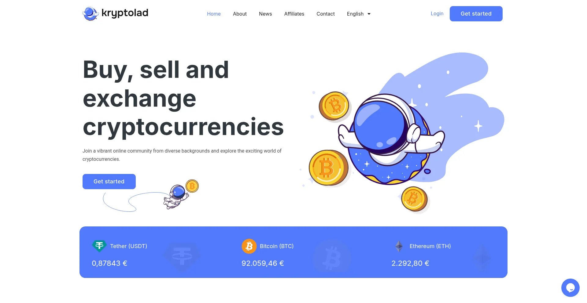 Website screenshot of Kryptolad.com
