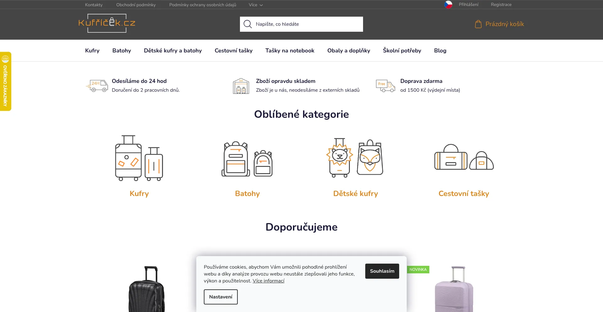Website screenshot of Kufricek.cz