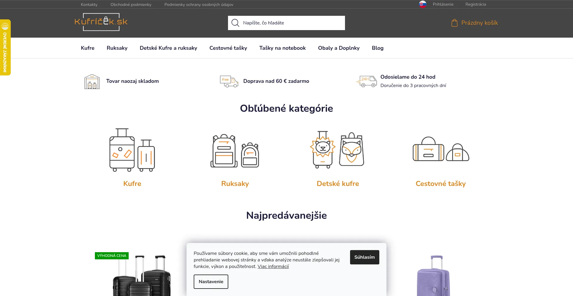 Website screenshot of Kufricek.sk