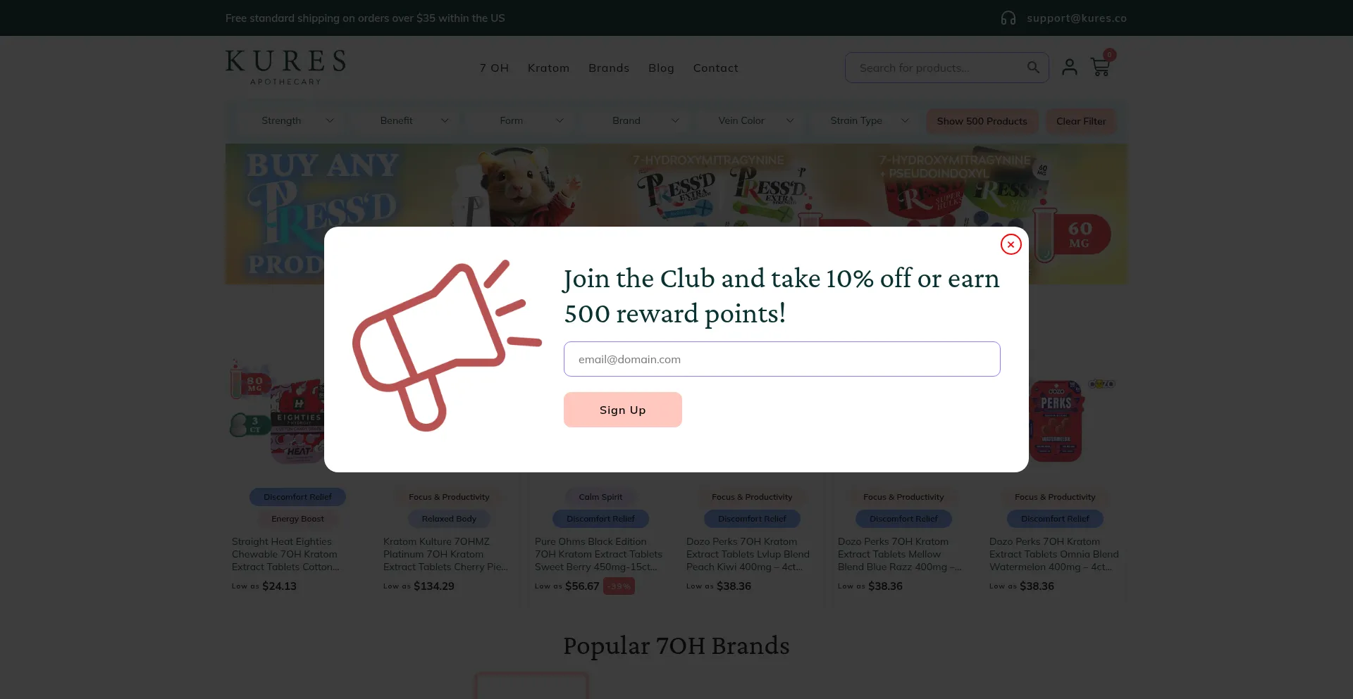 Website screenshot of Kures.co