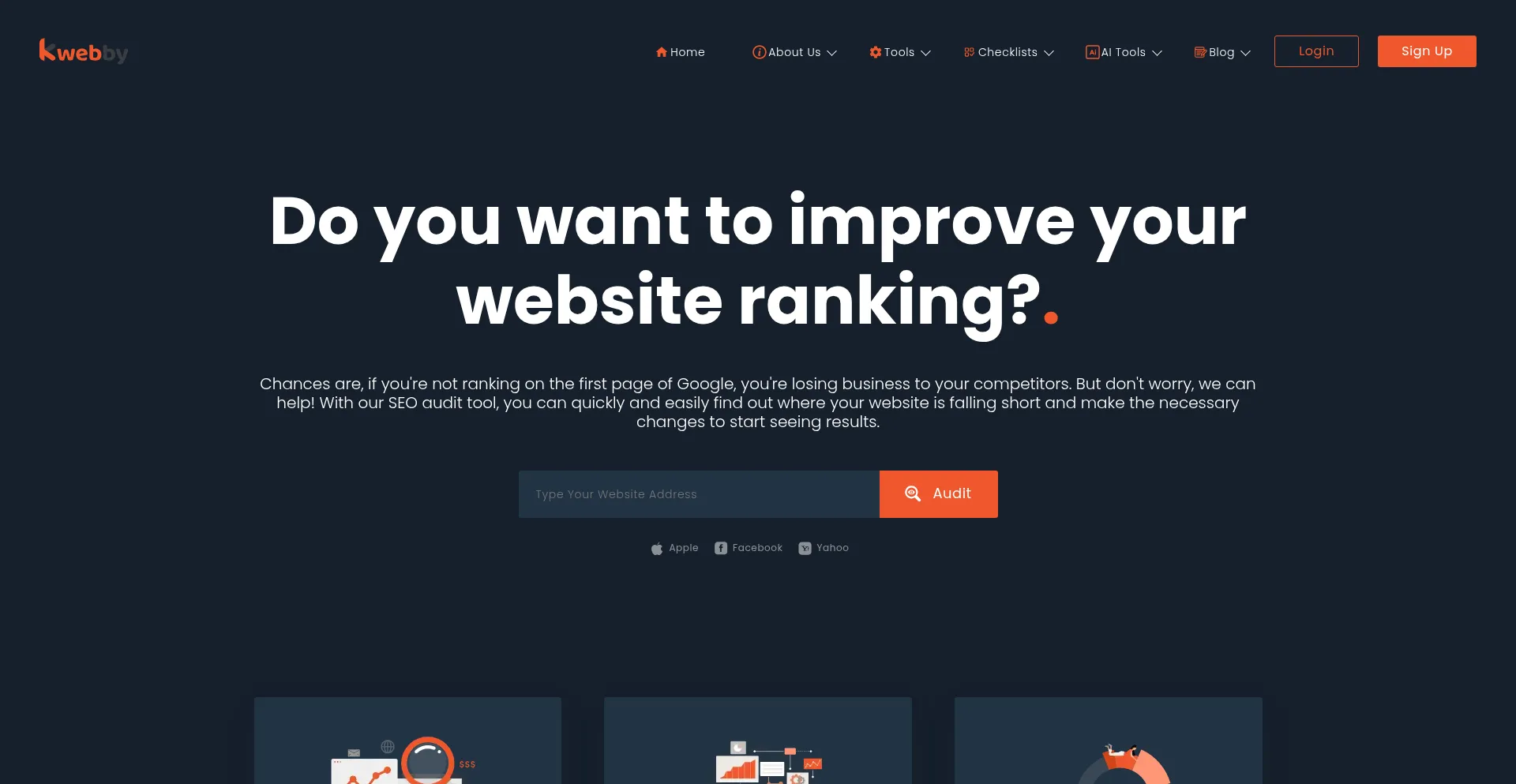 Website screenshot of Kwebby.com