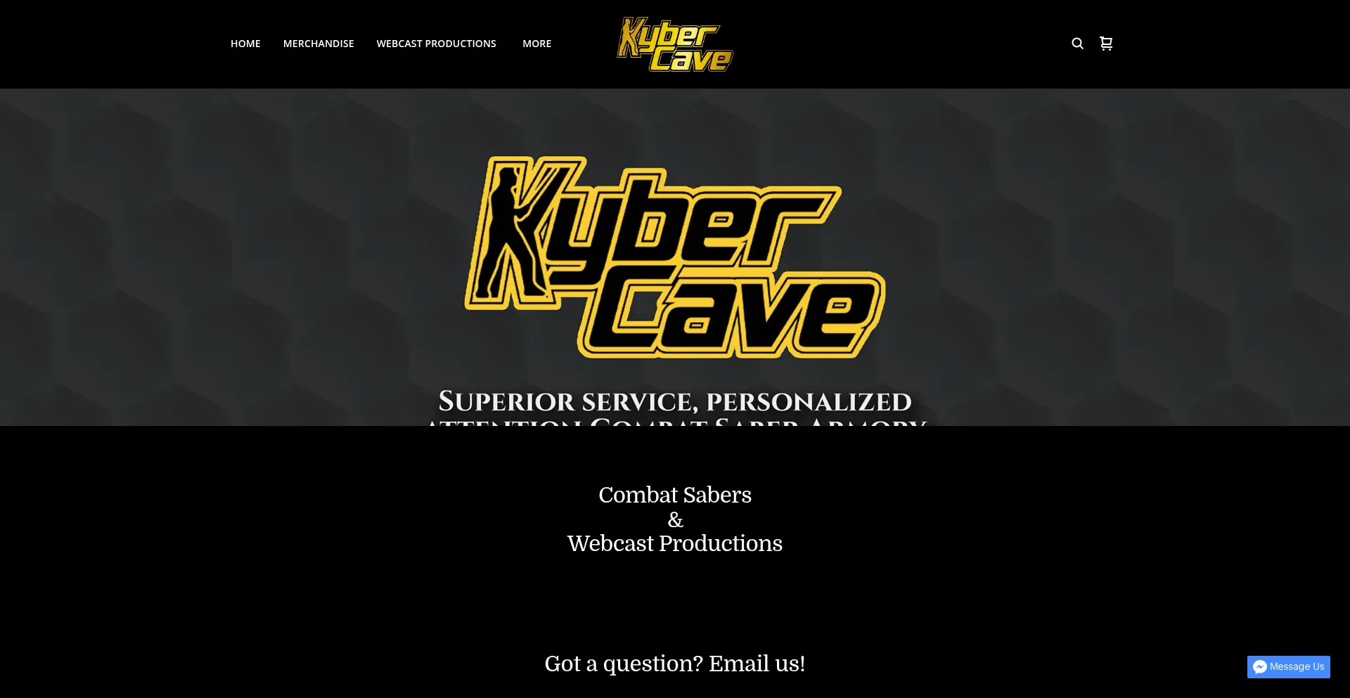 Website screenshot of Kybercave.com