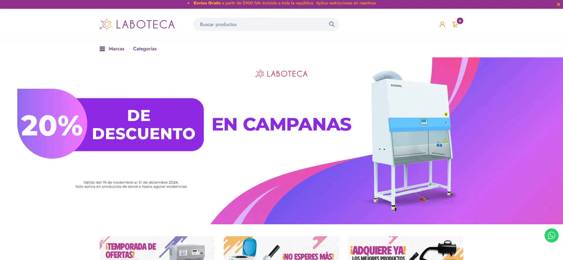 Website screenshot of Laboteca.com.mx