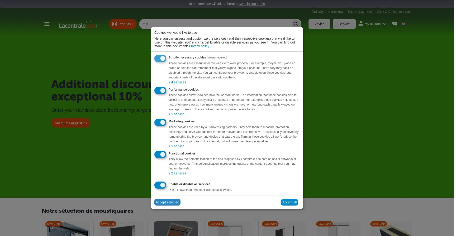 Website screenshot of Lacentrale-eco.com