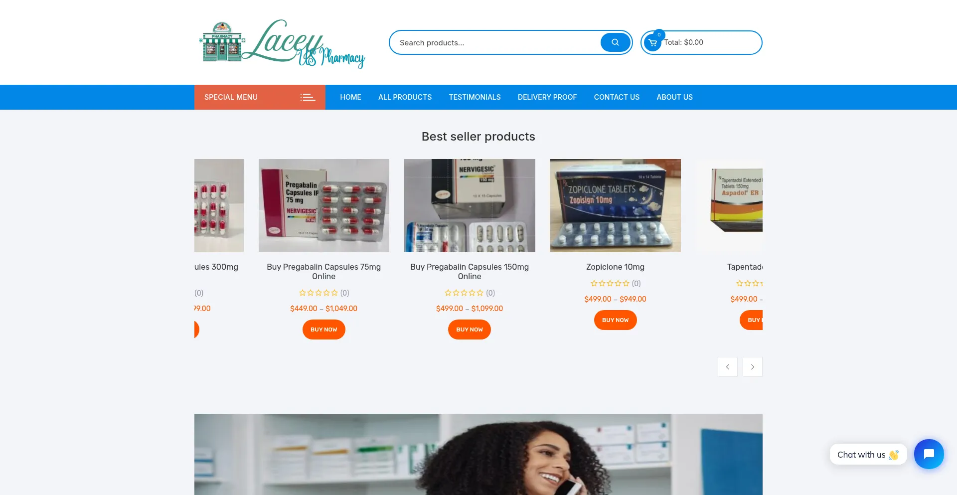 Website screenshot of Laceyuspharma.com