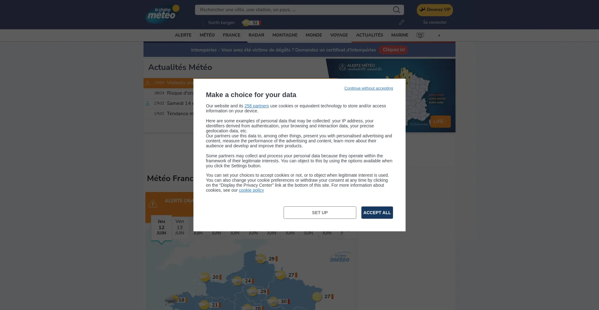 Website screenshot of Lachainemeteo.com