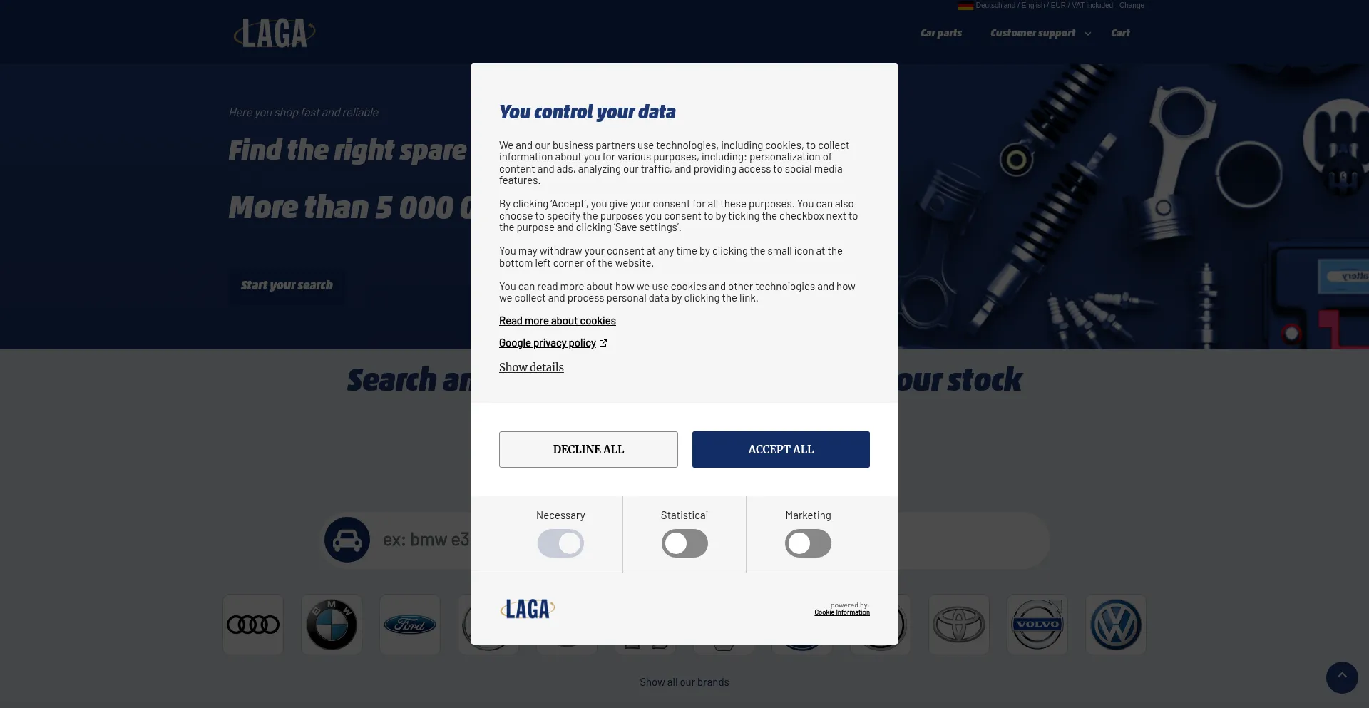 Website screenshot of Lagabasen.com