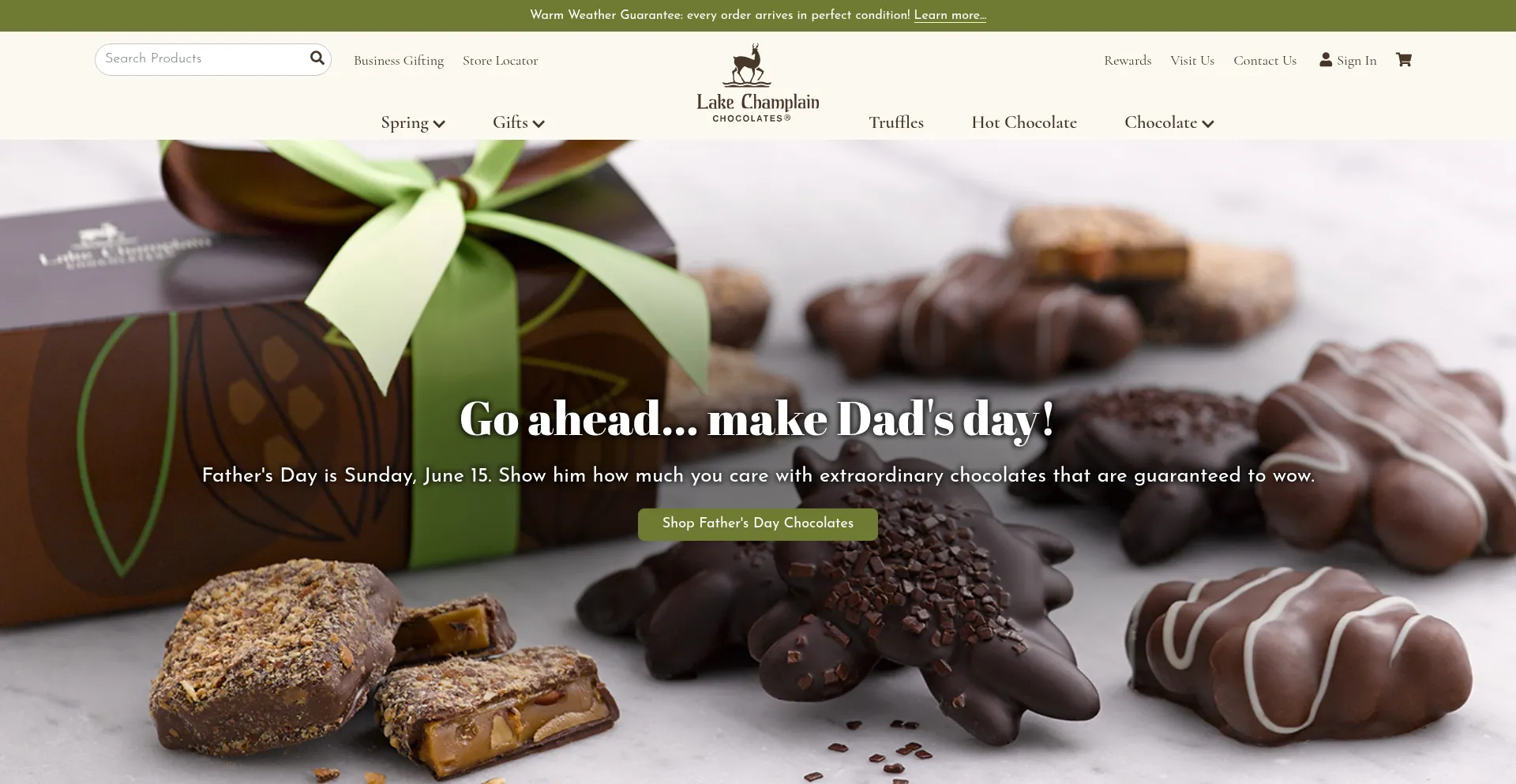 Website screenshot of Lakechamplainchocolates.com
