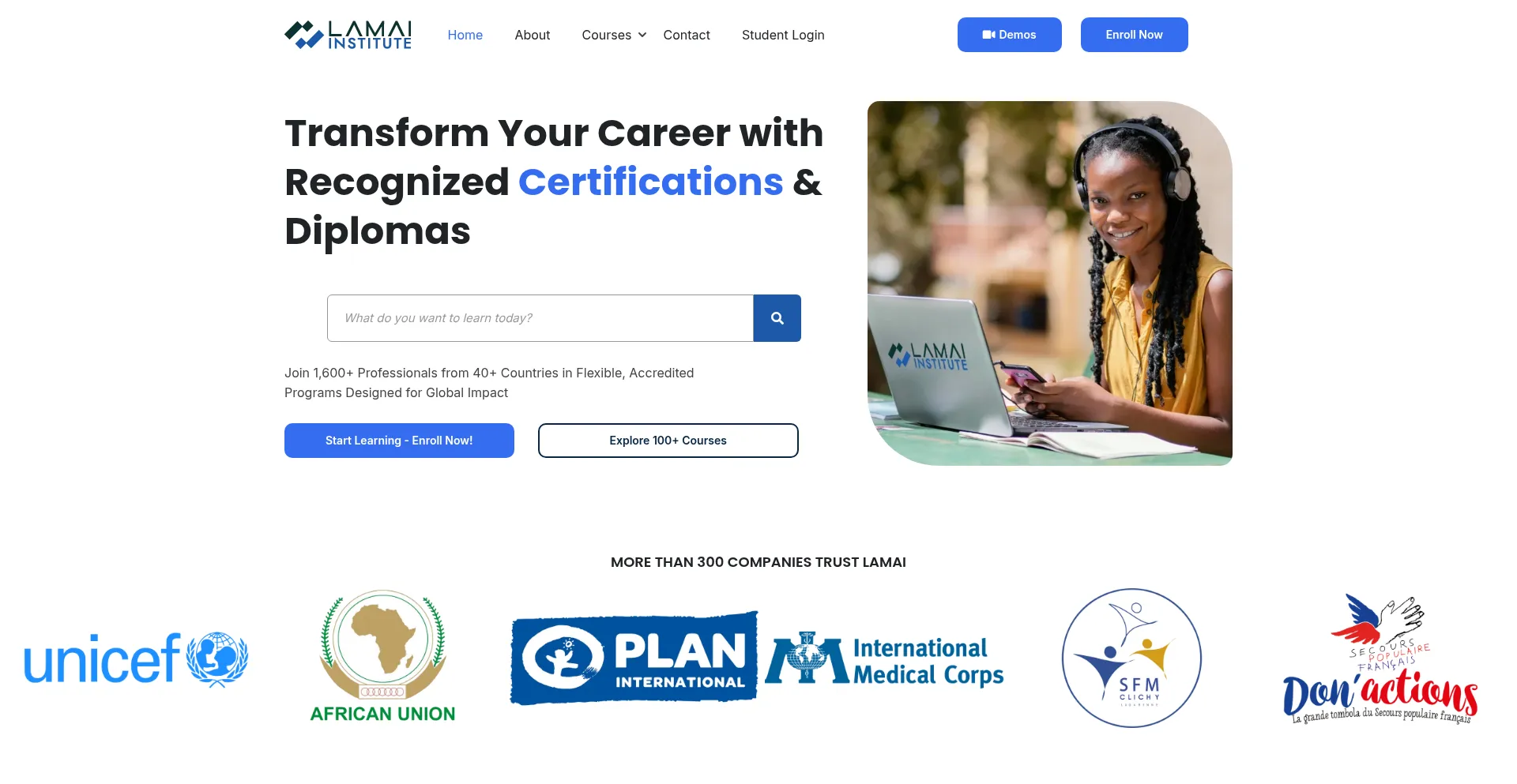Website screenshot of Lamaiedu.com