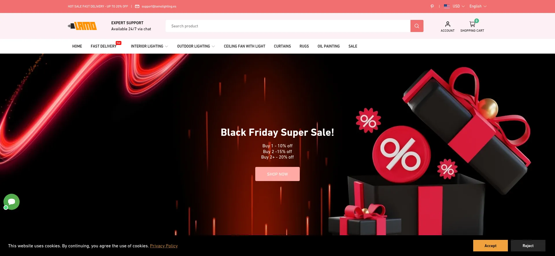 Website screenshot of Lamolighting.es