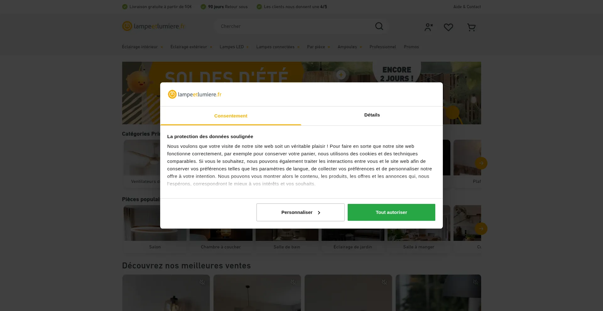 Website screenshot of Lampeetlumiere.fr