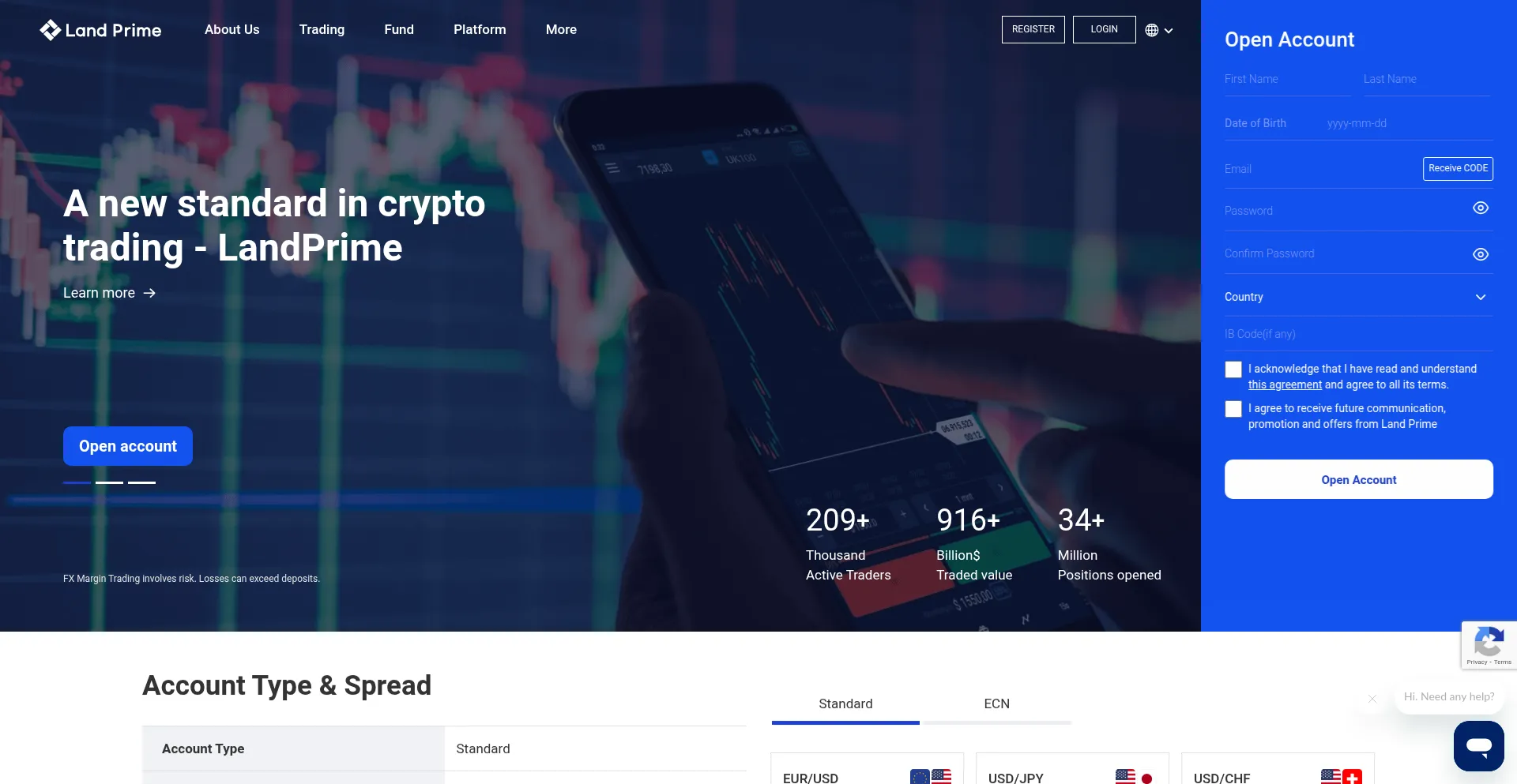 Website screenshot of Landprime.com