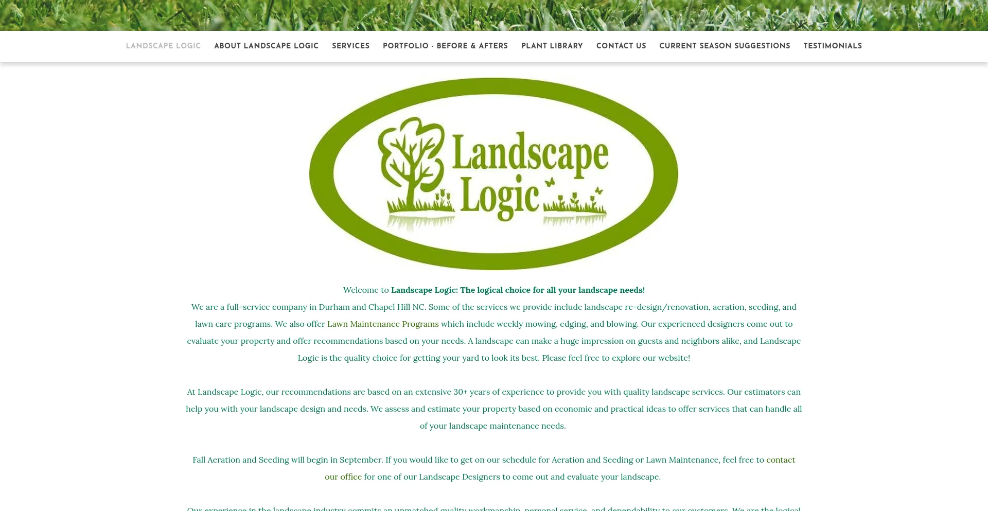Website screenshot of Landscapelogicnc.com