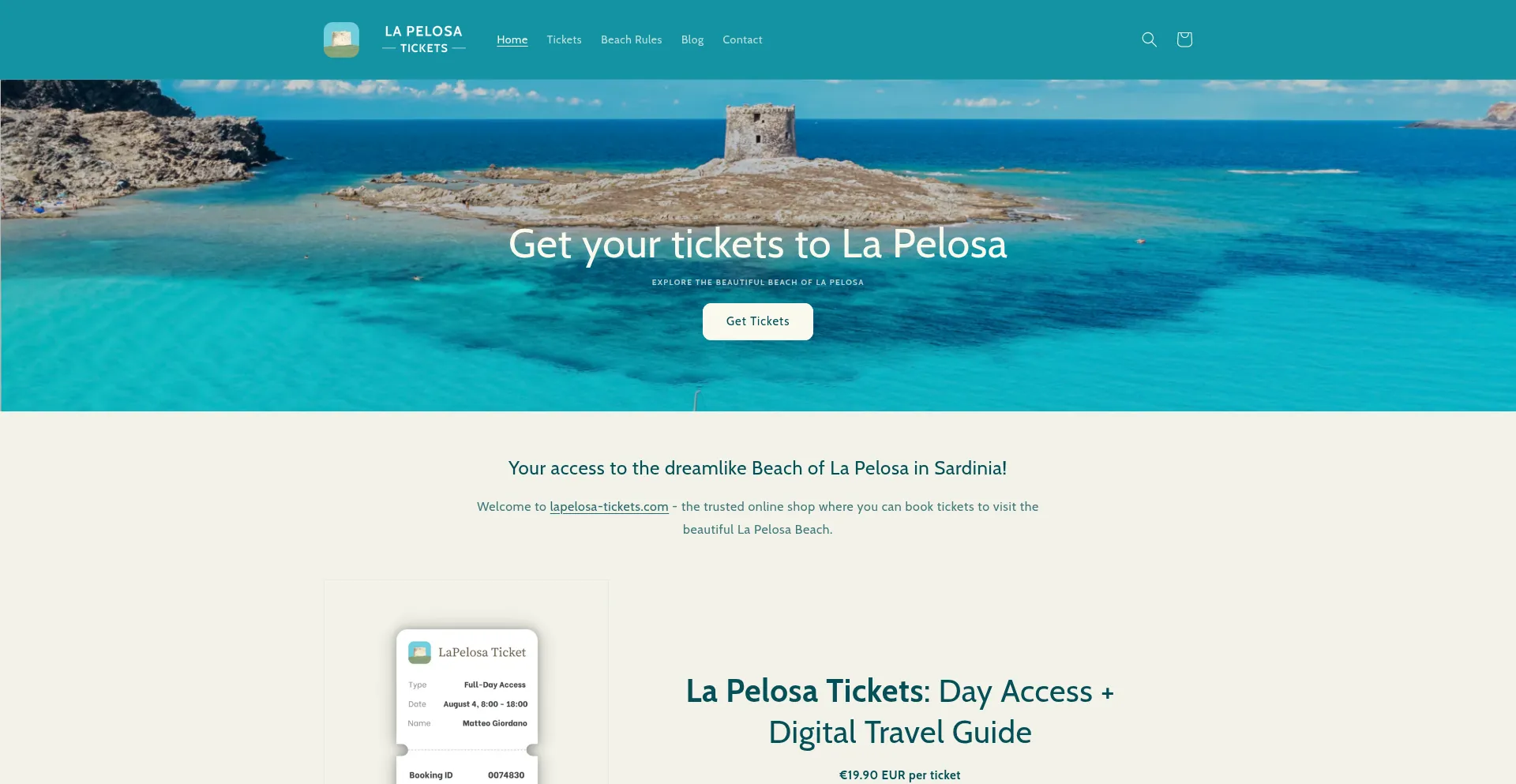 Website screenshot of Lapelosa-tickets.com