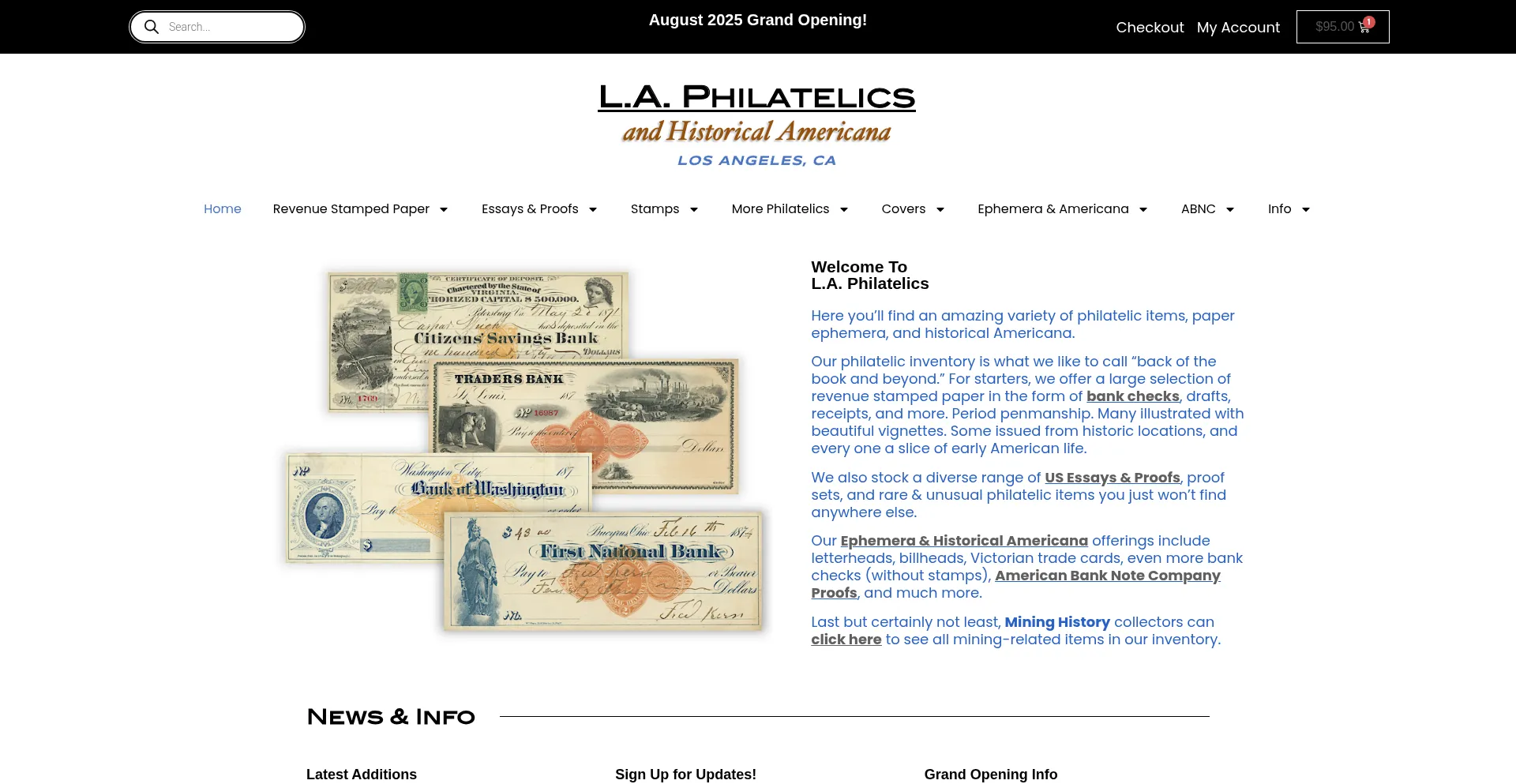 Website screenshot of Laphilatelics.com