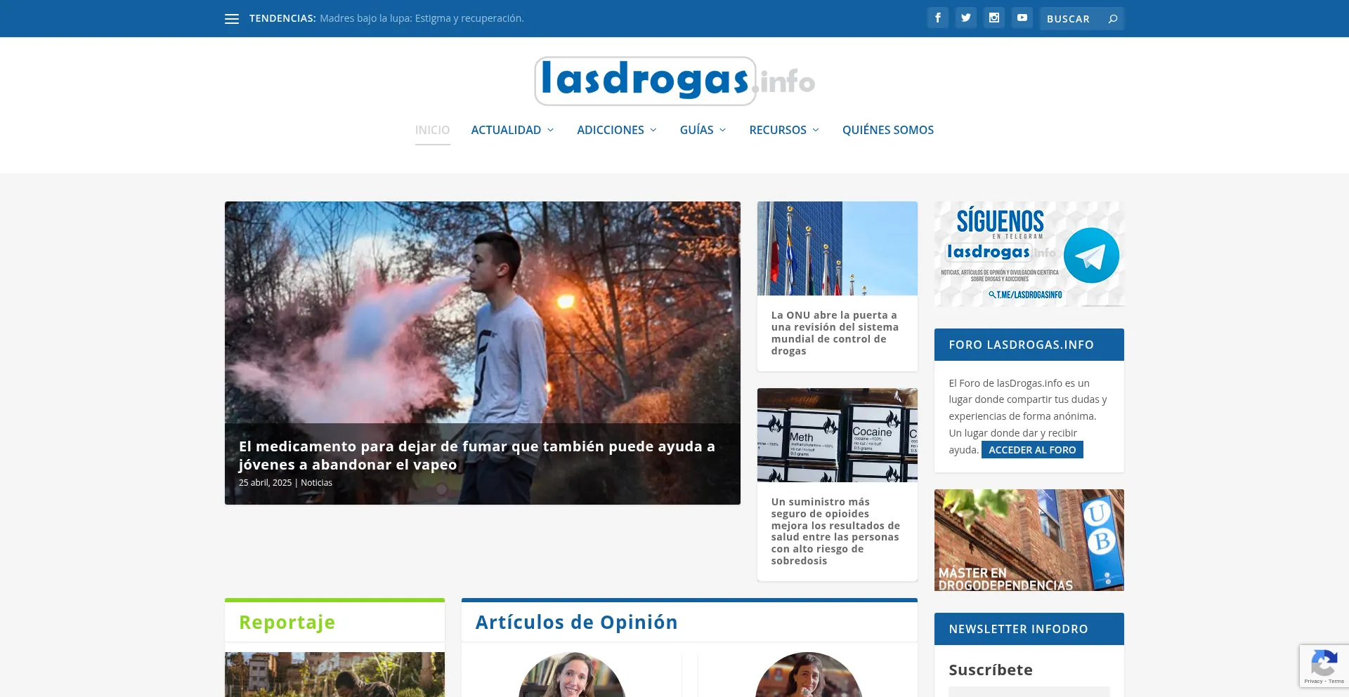 Website screenshot of Lasdrogas.info