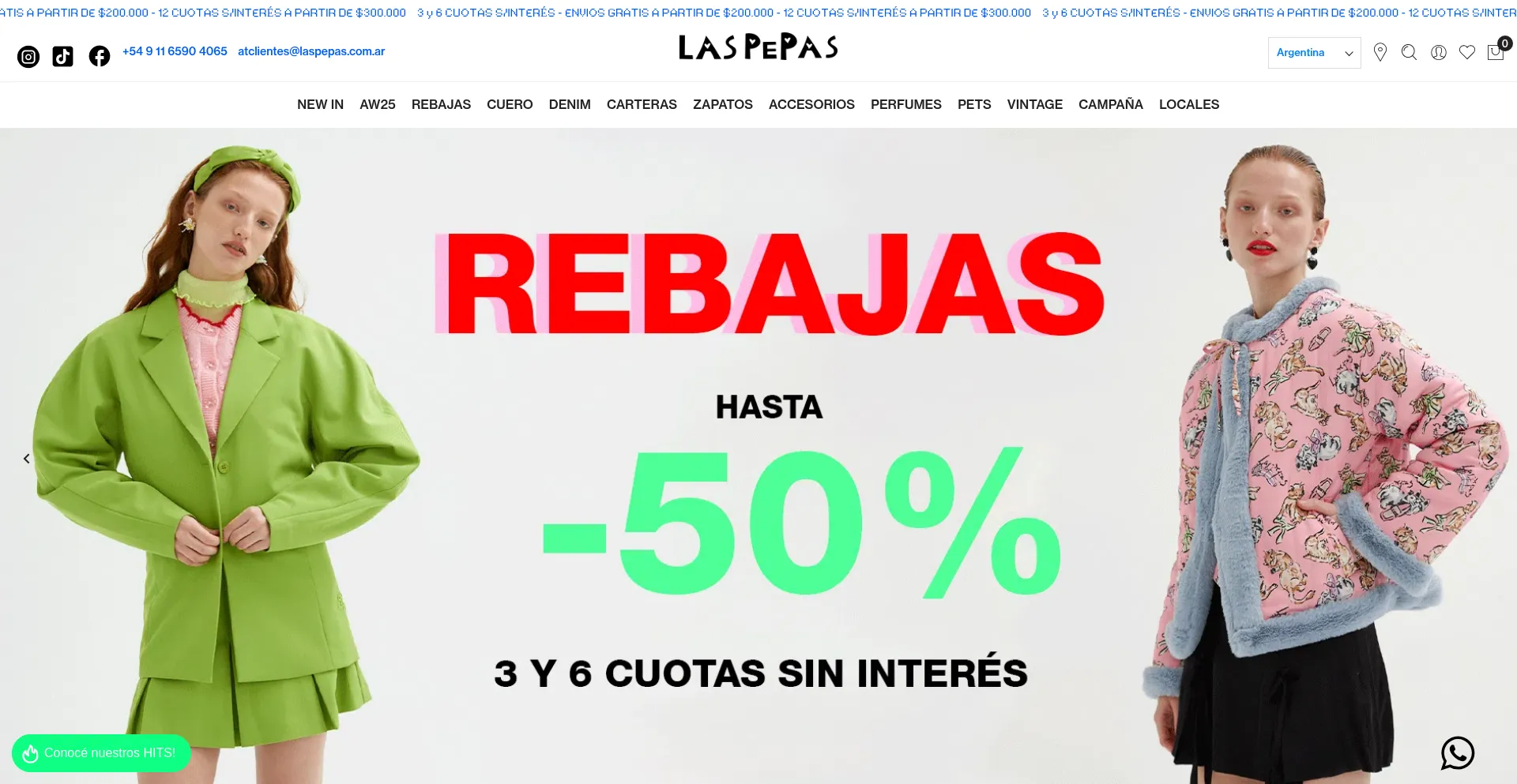 Website screenshot of Laspepas.com.ar