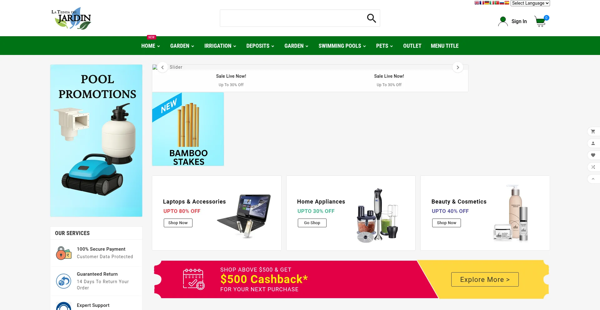 Website screenshot of Latiendadeljardin.com