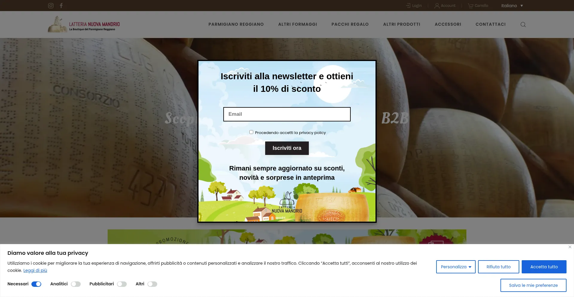 Website screenshot of Latterianuovamandrio.it