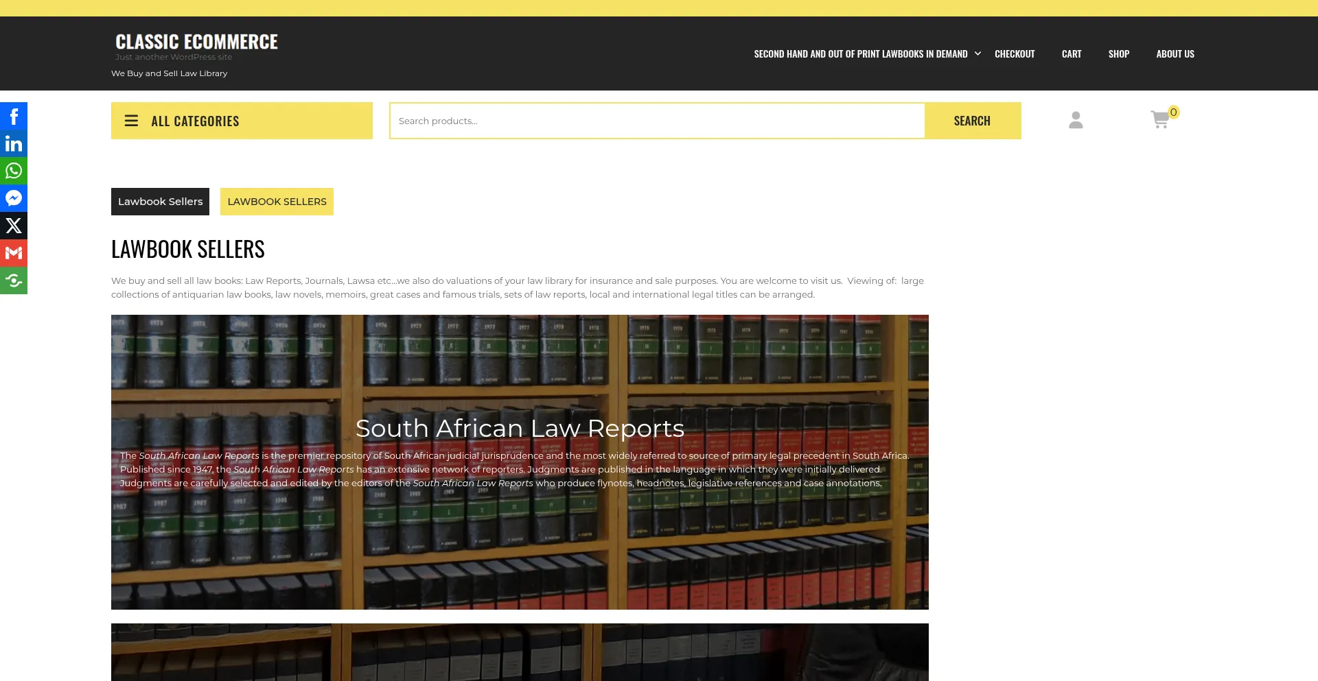 Website screenshot of Lawbooksellers.co.za