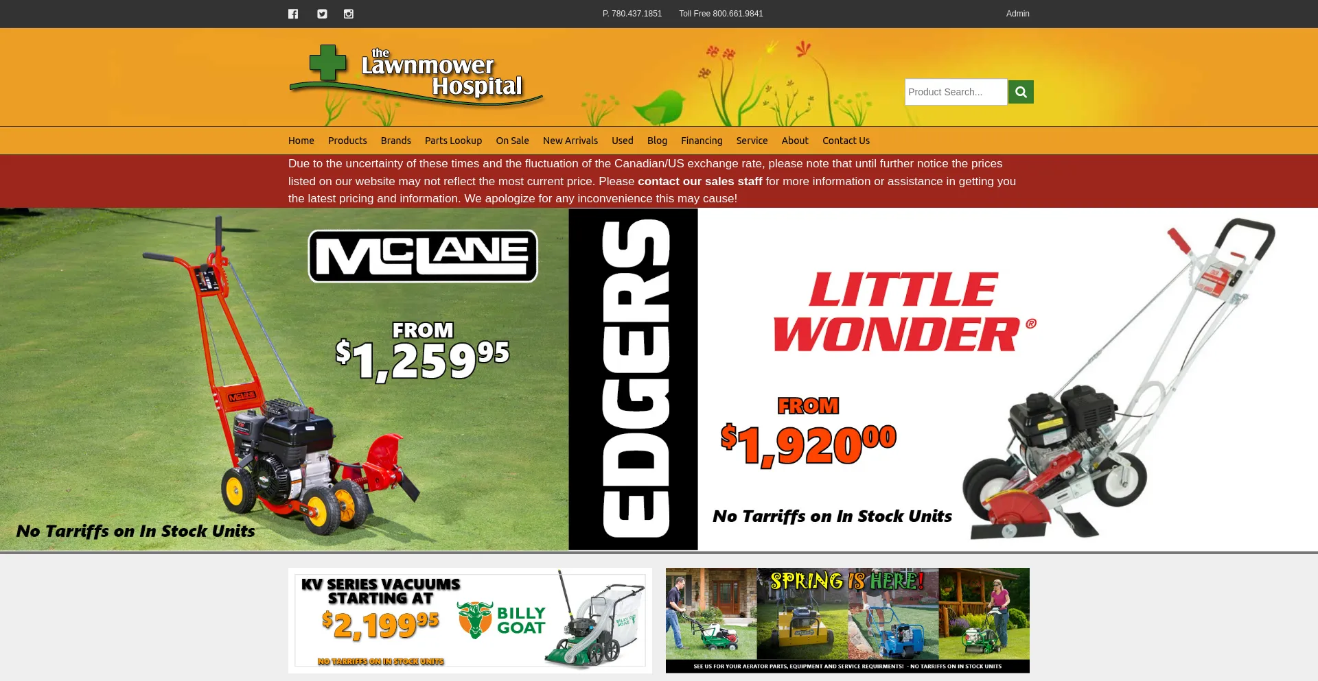 Website screenshot of Lawnmowerhosp.com