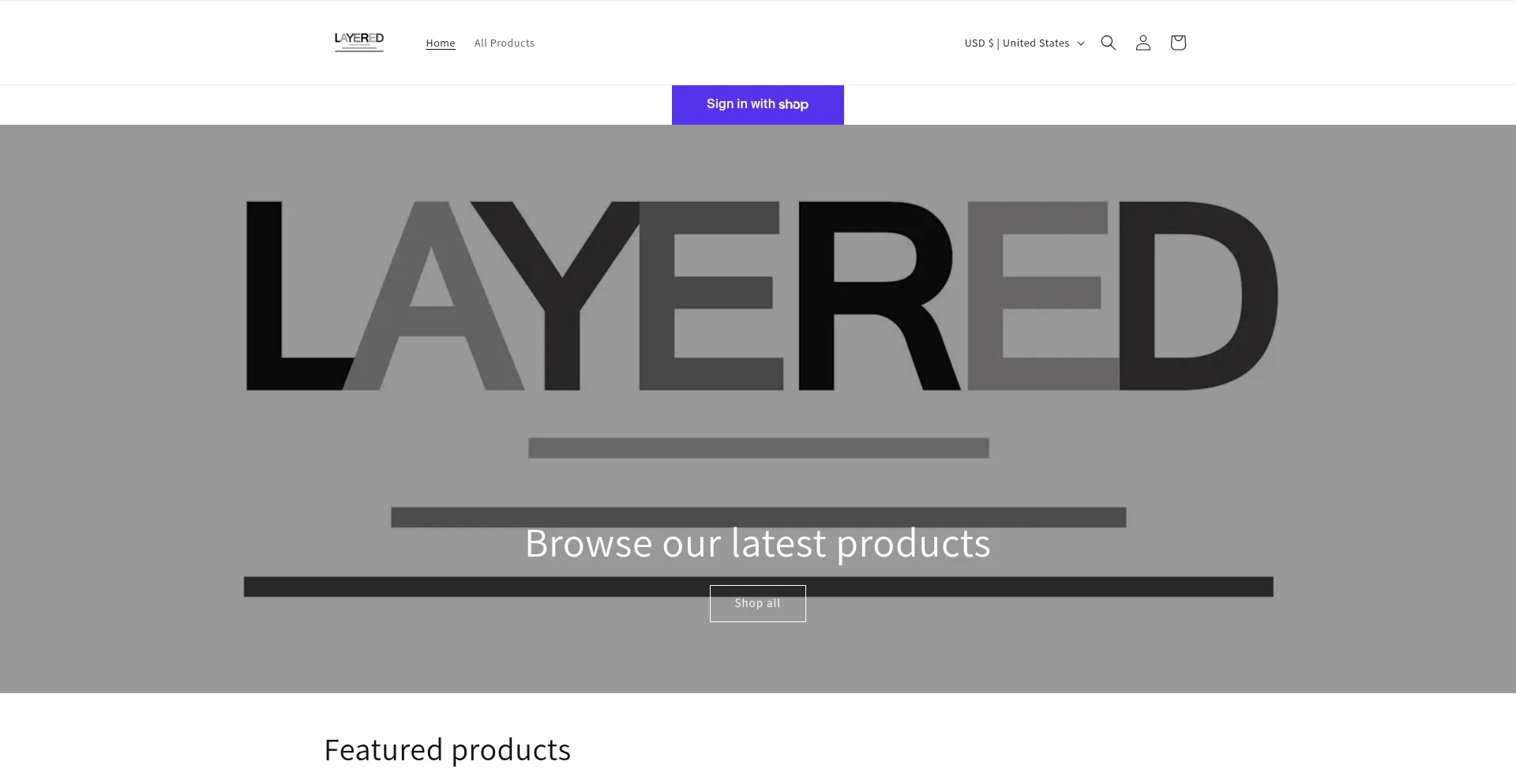 Website screenshot of Layeredboutique.store