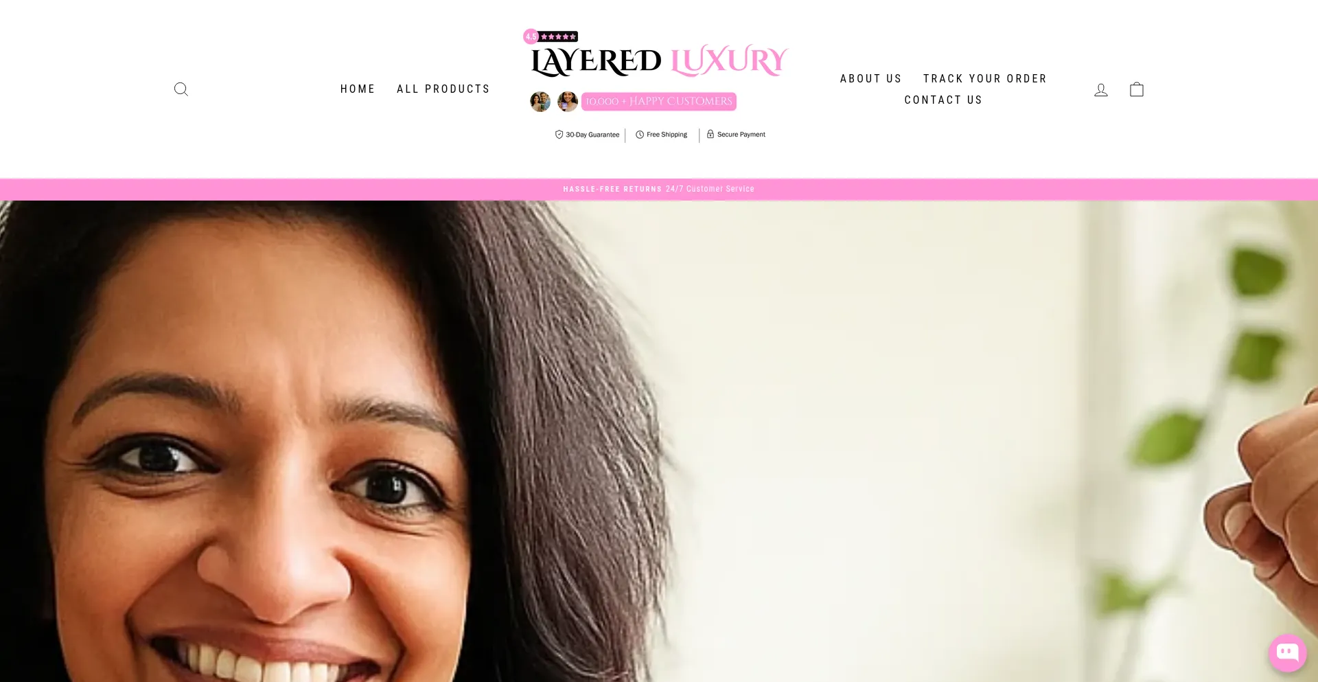Website screenshot of Layeredluxurybeauty.in