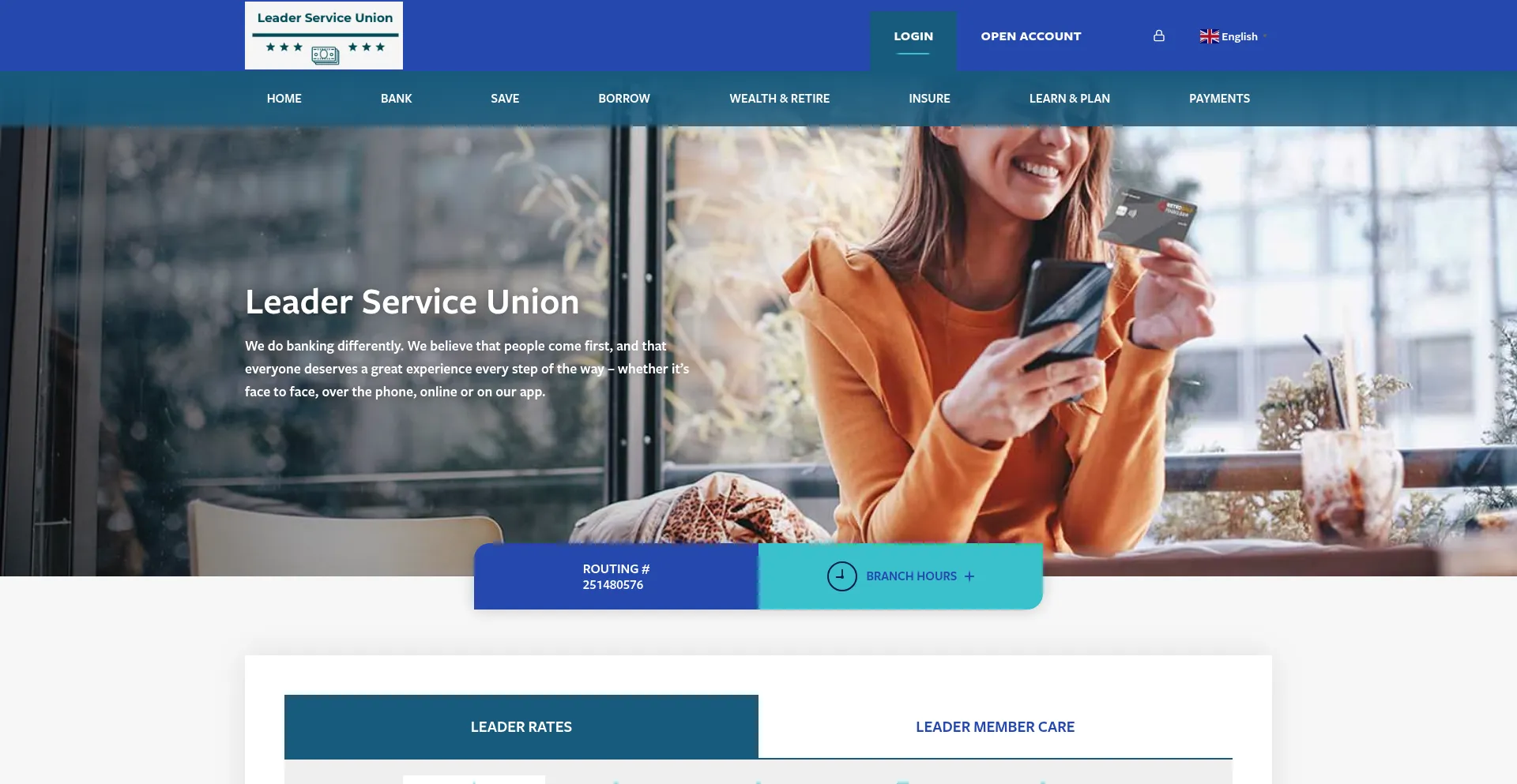 Website screenshot of Leaderserviceunion.com