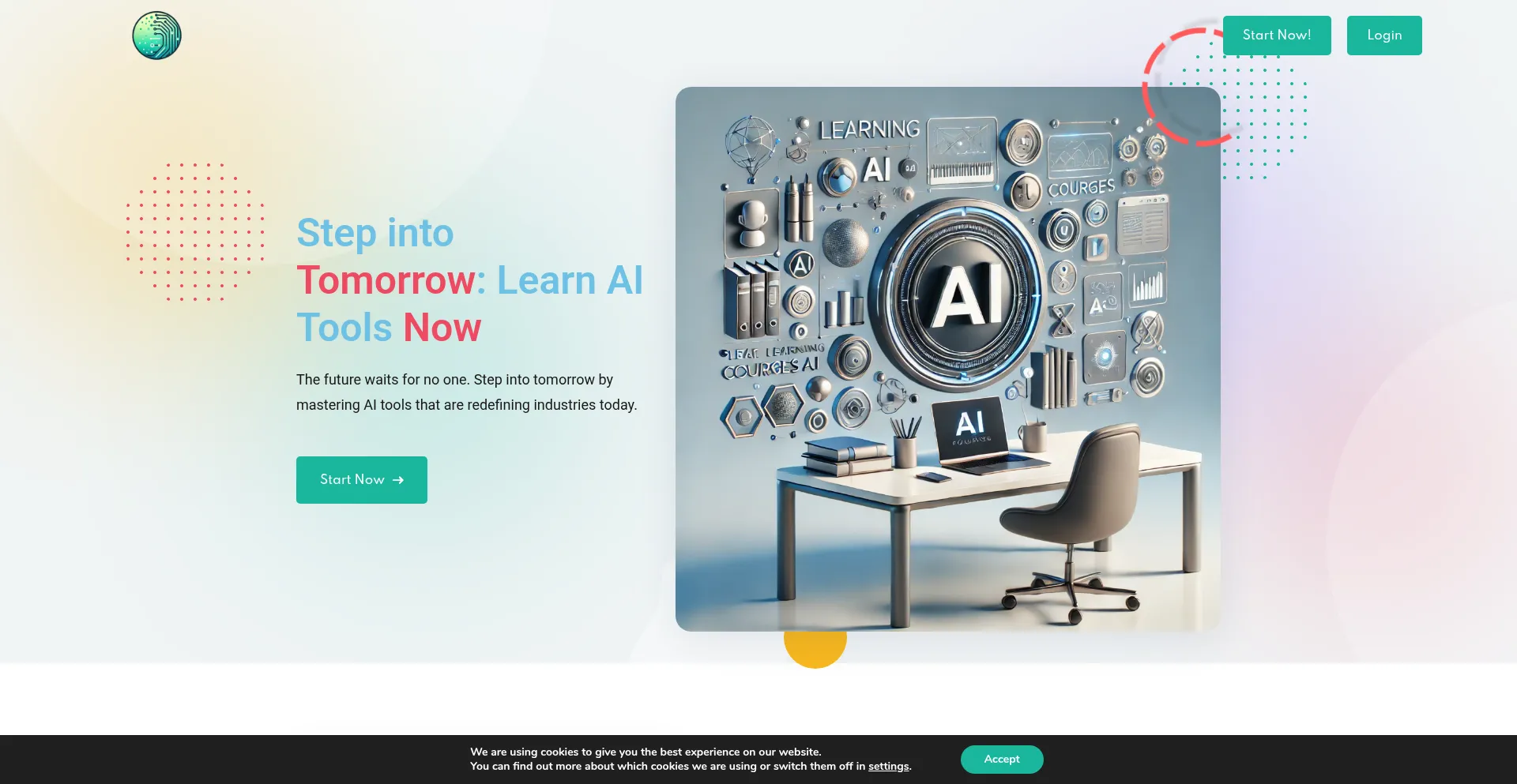 Website screenshot of Learnaiwise.com