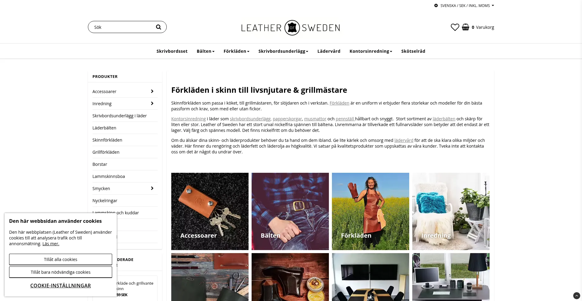Website screenshot of Leatherofsweden.com
