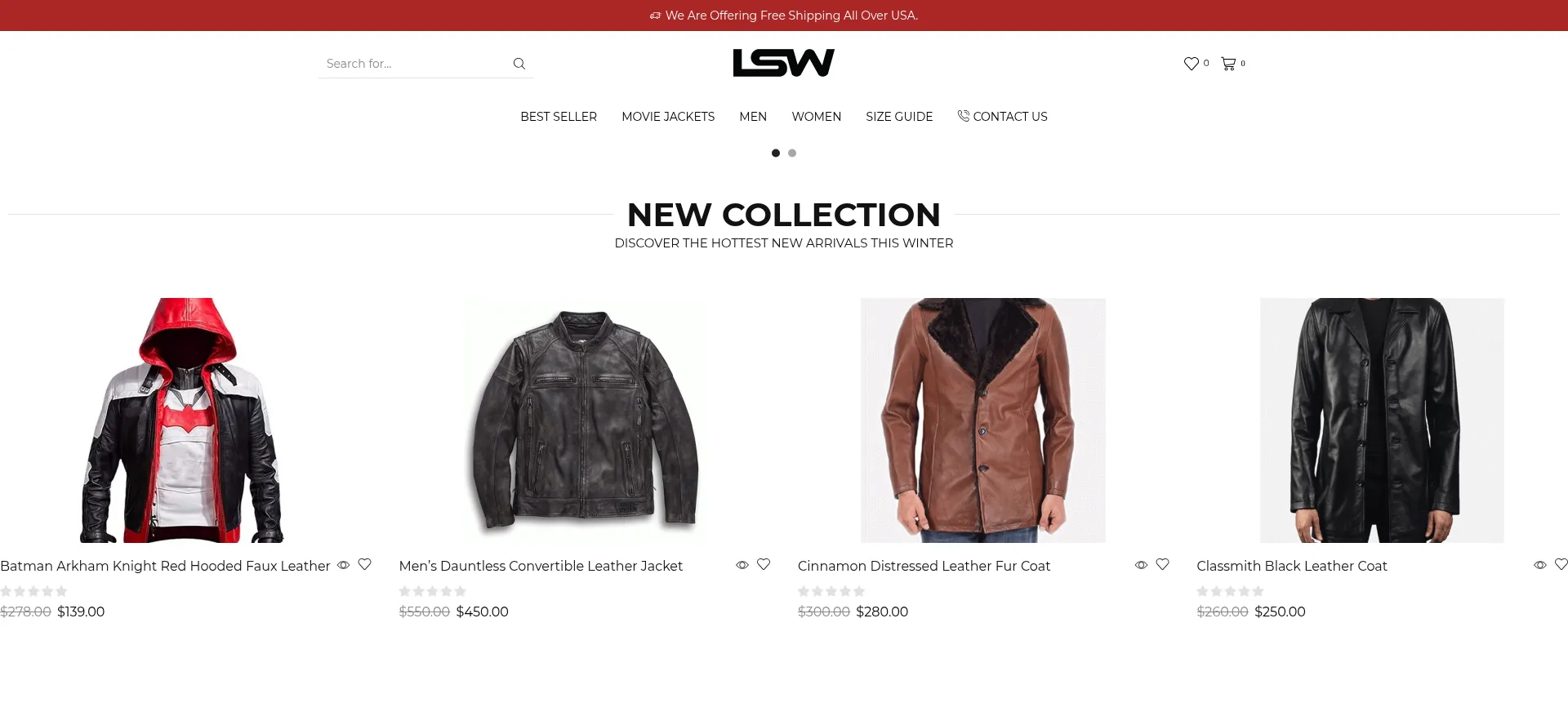 Website screenshot of Leatherstoreworld.com