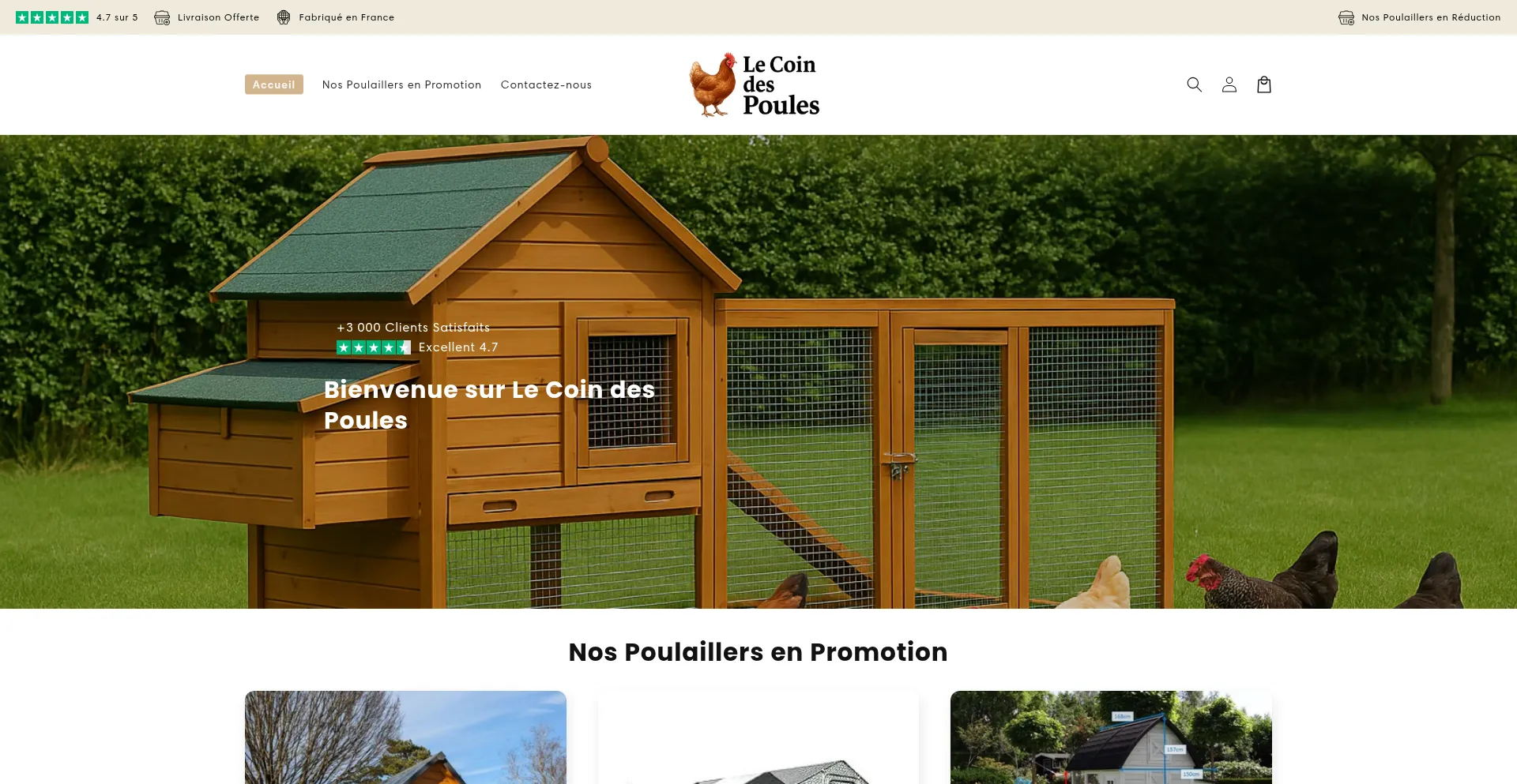 Website screenshot of Lecoindespoules.com