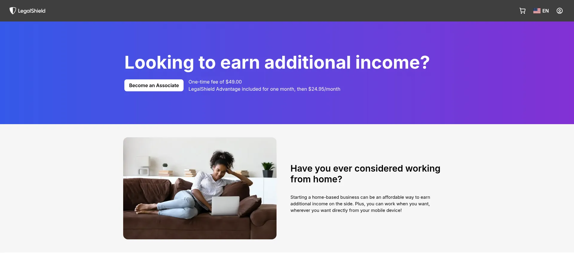 Website screenshot of Legalshieldassociate.com