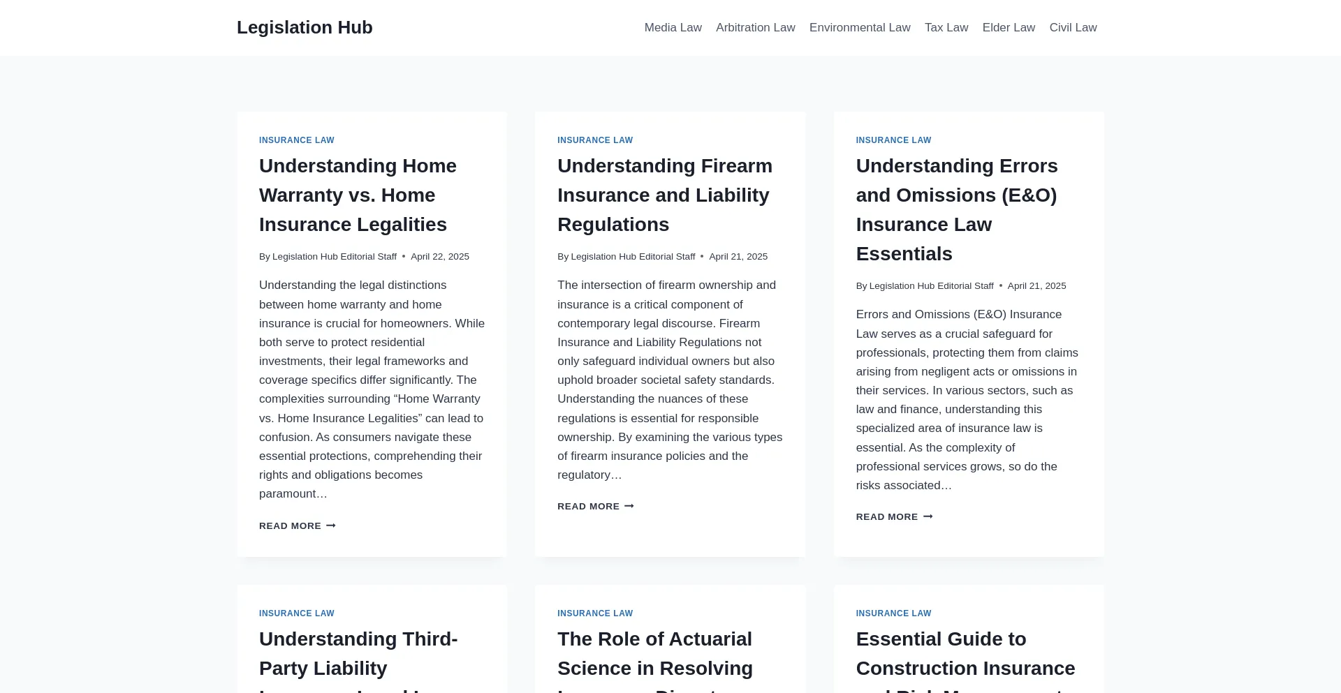 Website screenshot of Legislationhub.com