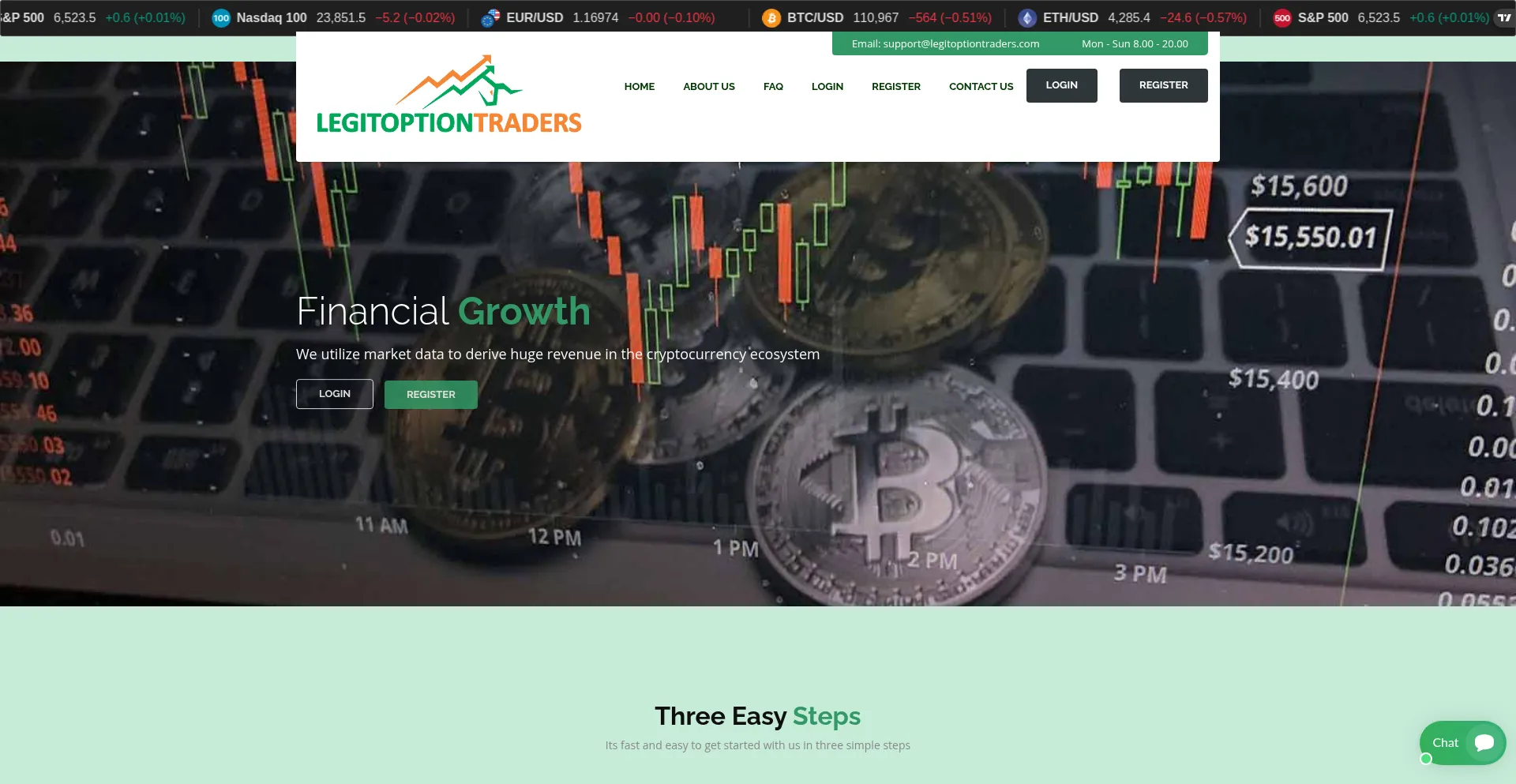 Website screenshot of Legitoptiontraders.com
