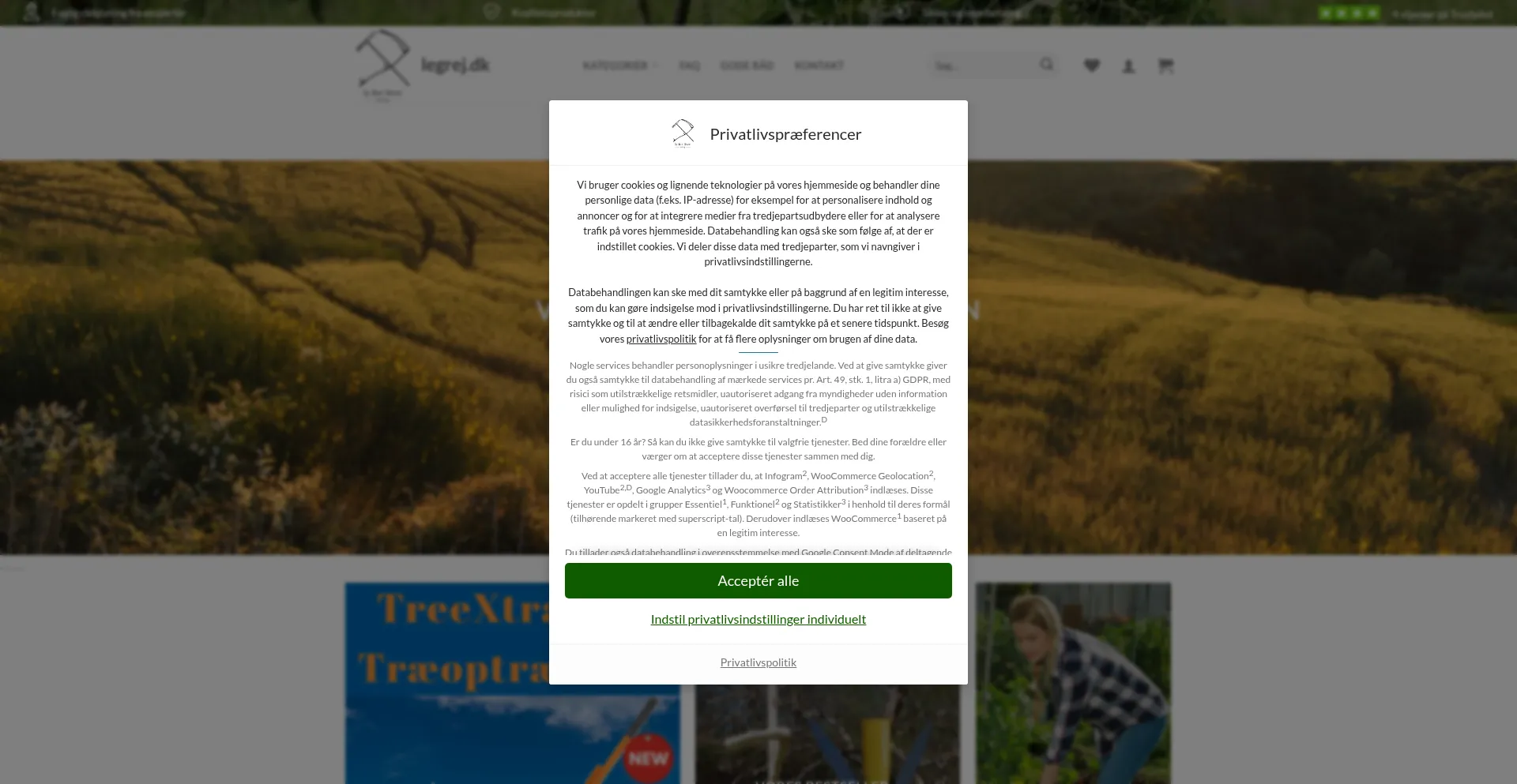 Website screenshot of Legrej.dk