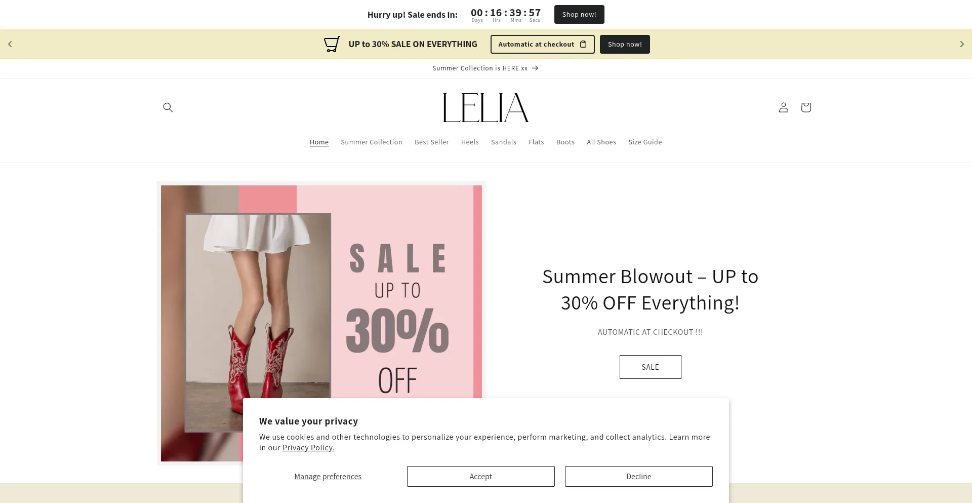 Website screenshot of Leliaa.com