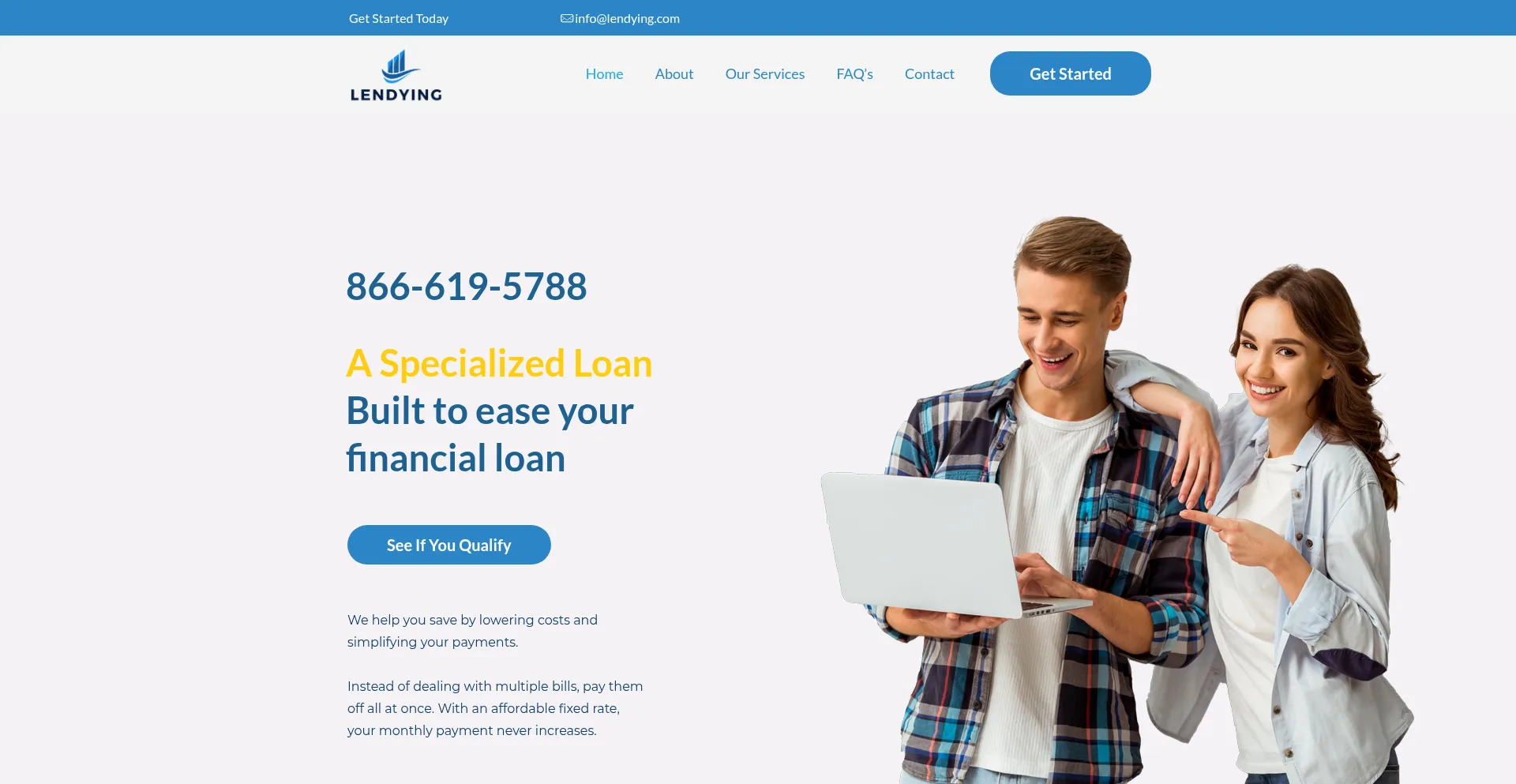 Website screenshot of Lendying.com