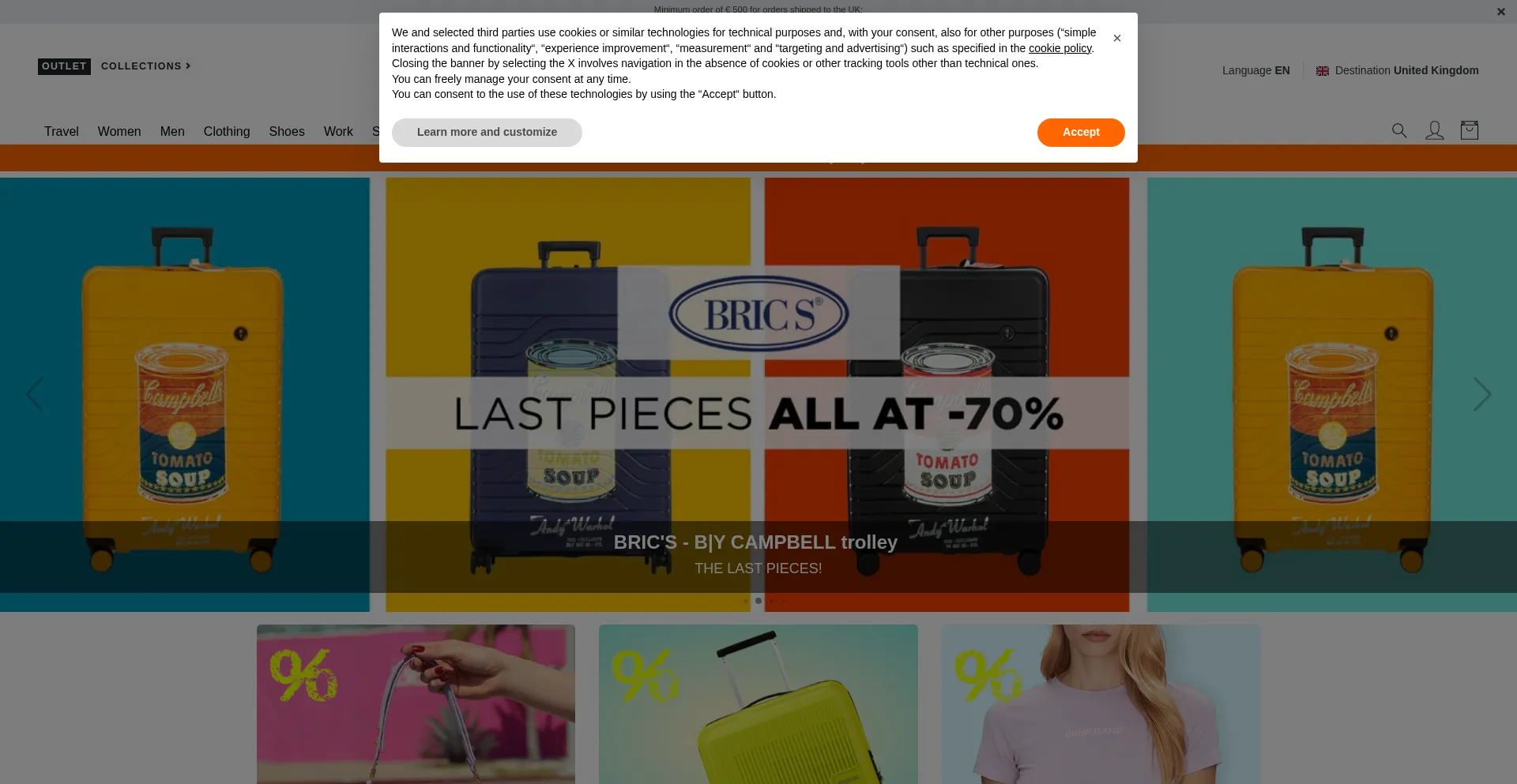 Website screenshot of Lesacoutlet.co.uk