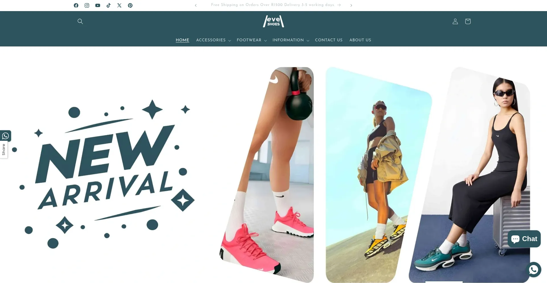 Website screenshot of Levelshoes.co.za