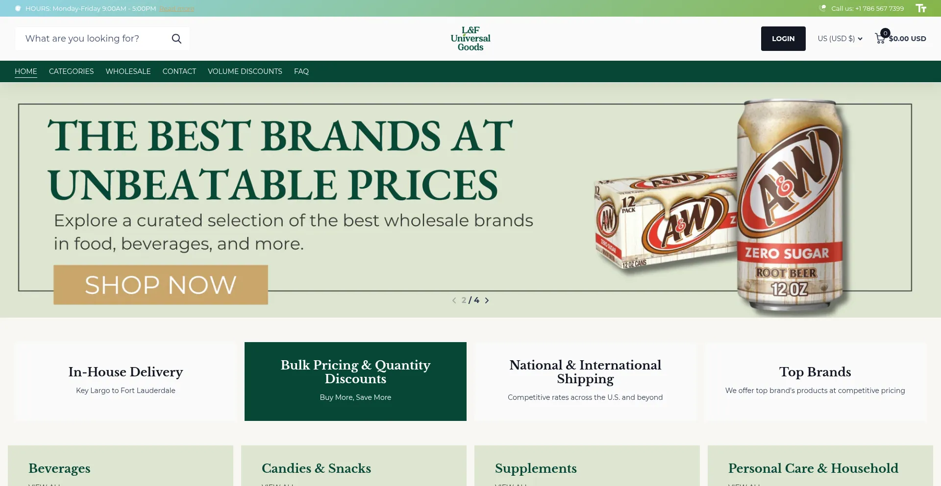 Website screenshot of Lfuniversalgoods.com