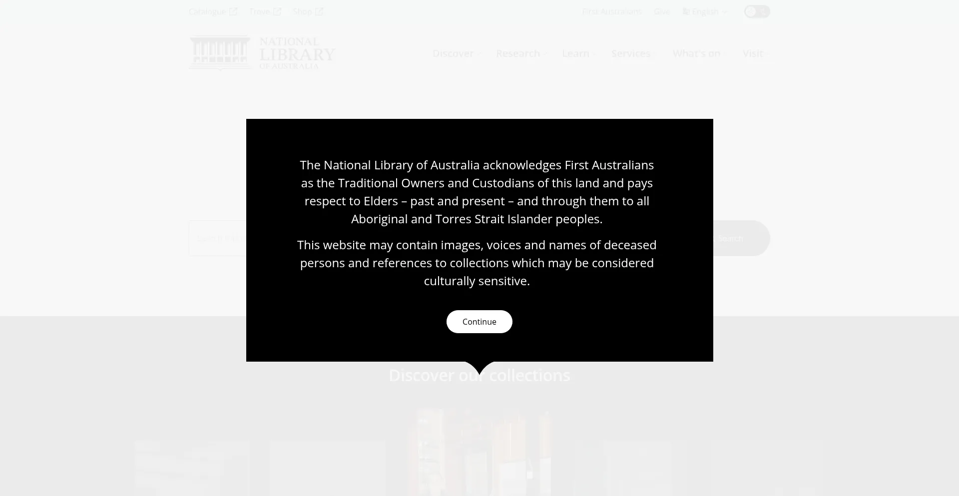 Website screenshot of Library.gov.au