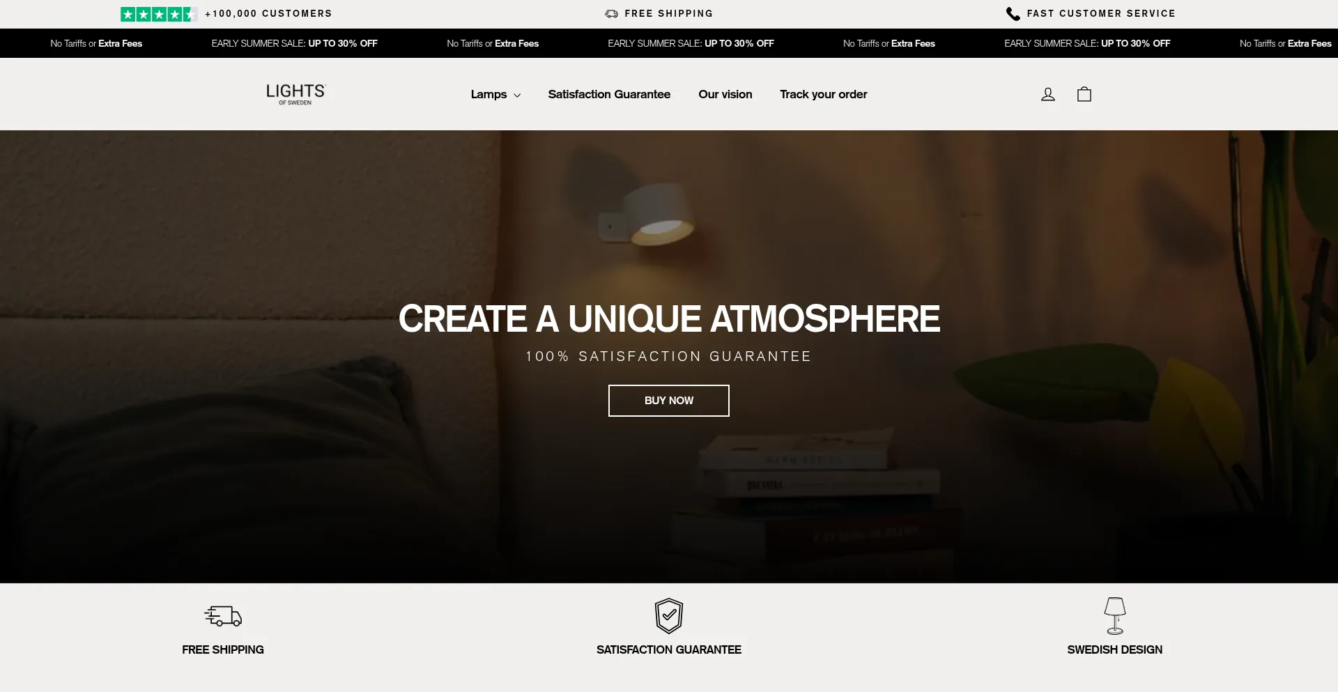 Website screenshot of Lightsofsweden.com