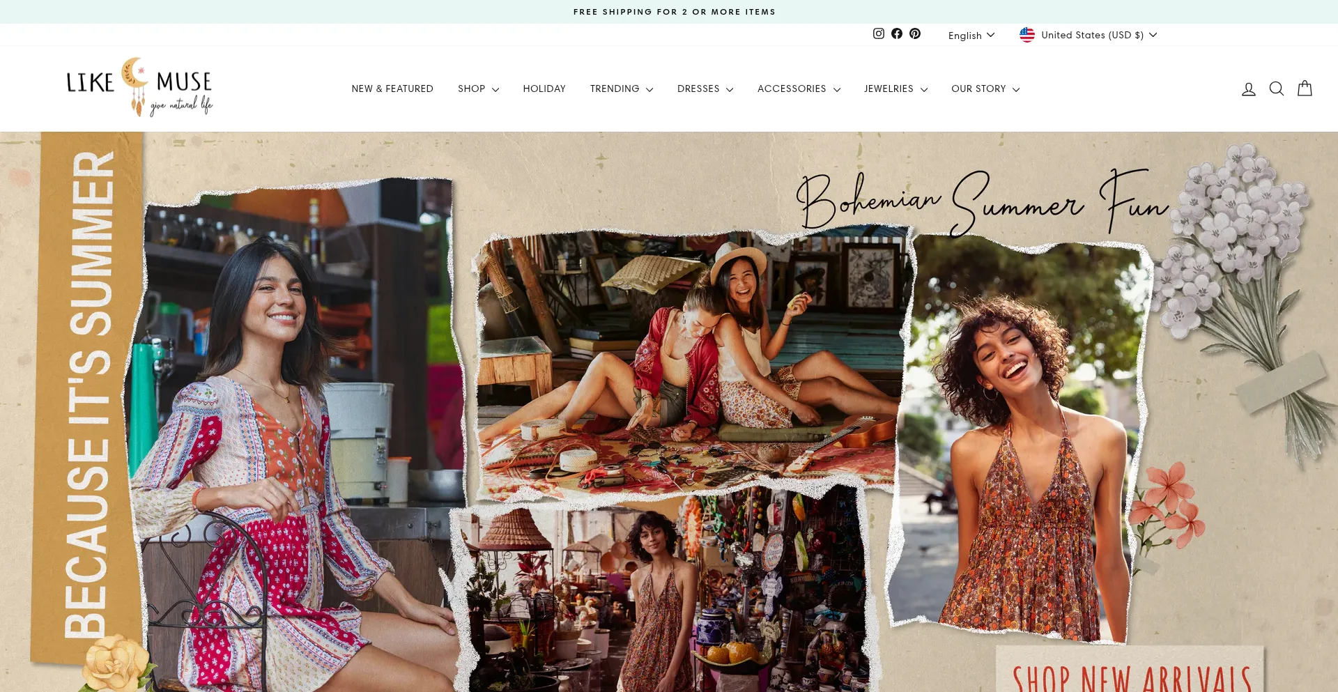 Website screenshot of Likemuse.com