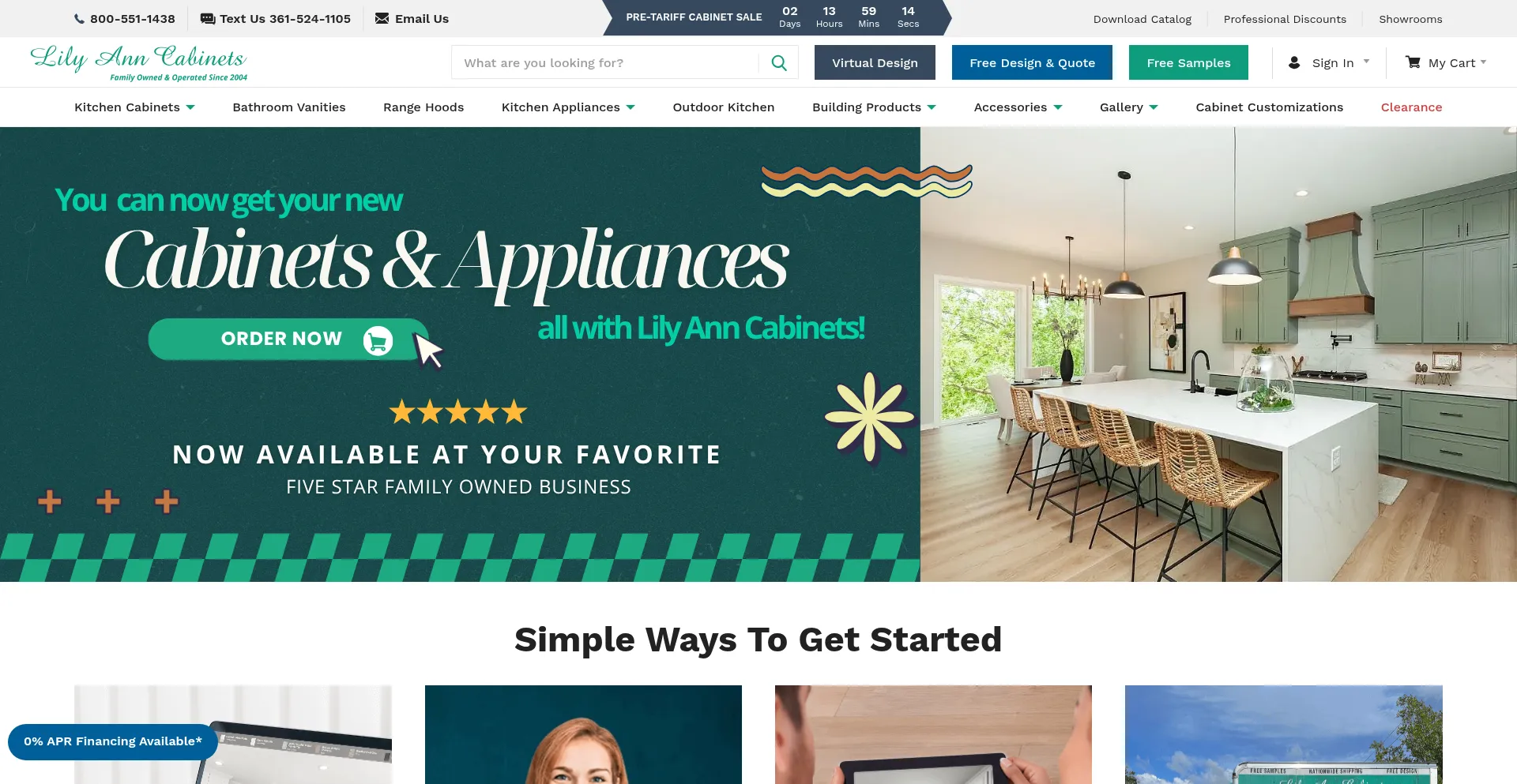 Website screenshot of Lilyanncabinets.com