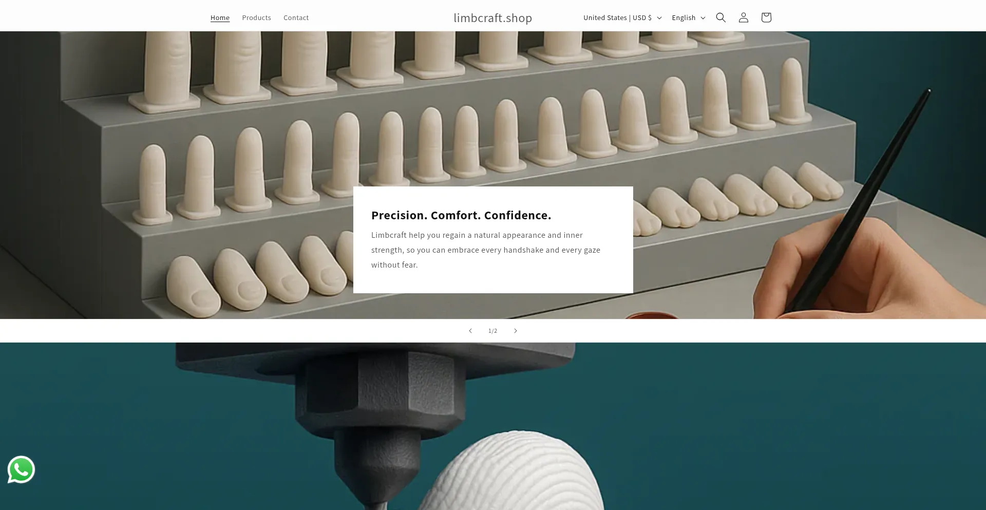 Website screenshot of Limbcraft.shop
