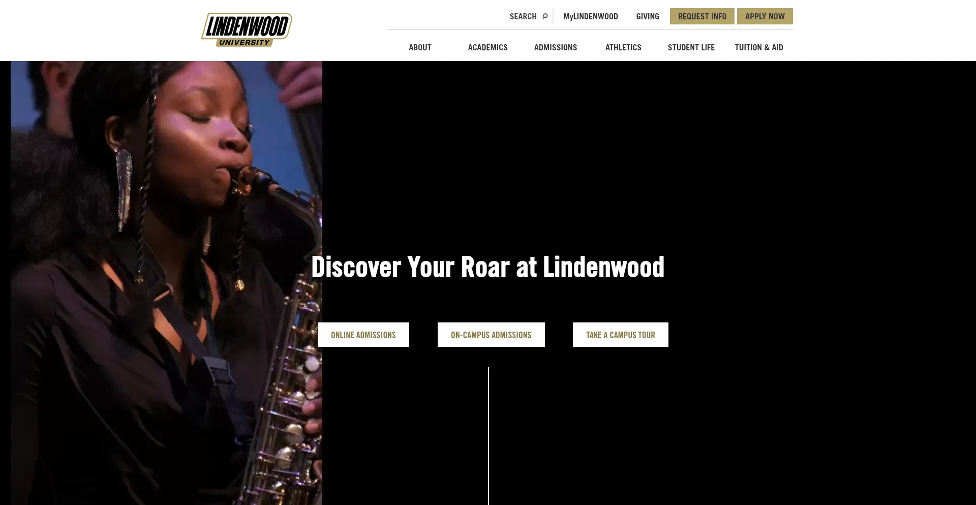 Website screenshot of Lindenwood.edu