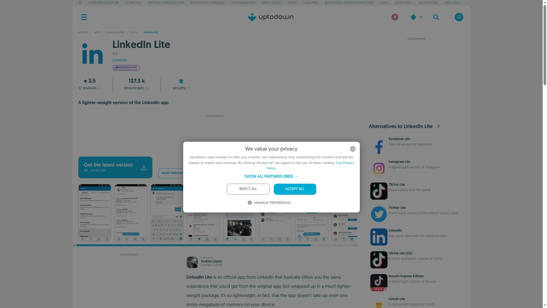 Linkedin-lite.en.uptodown.com