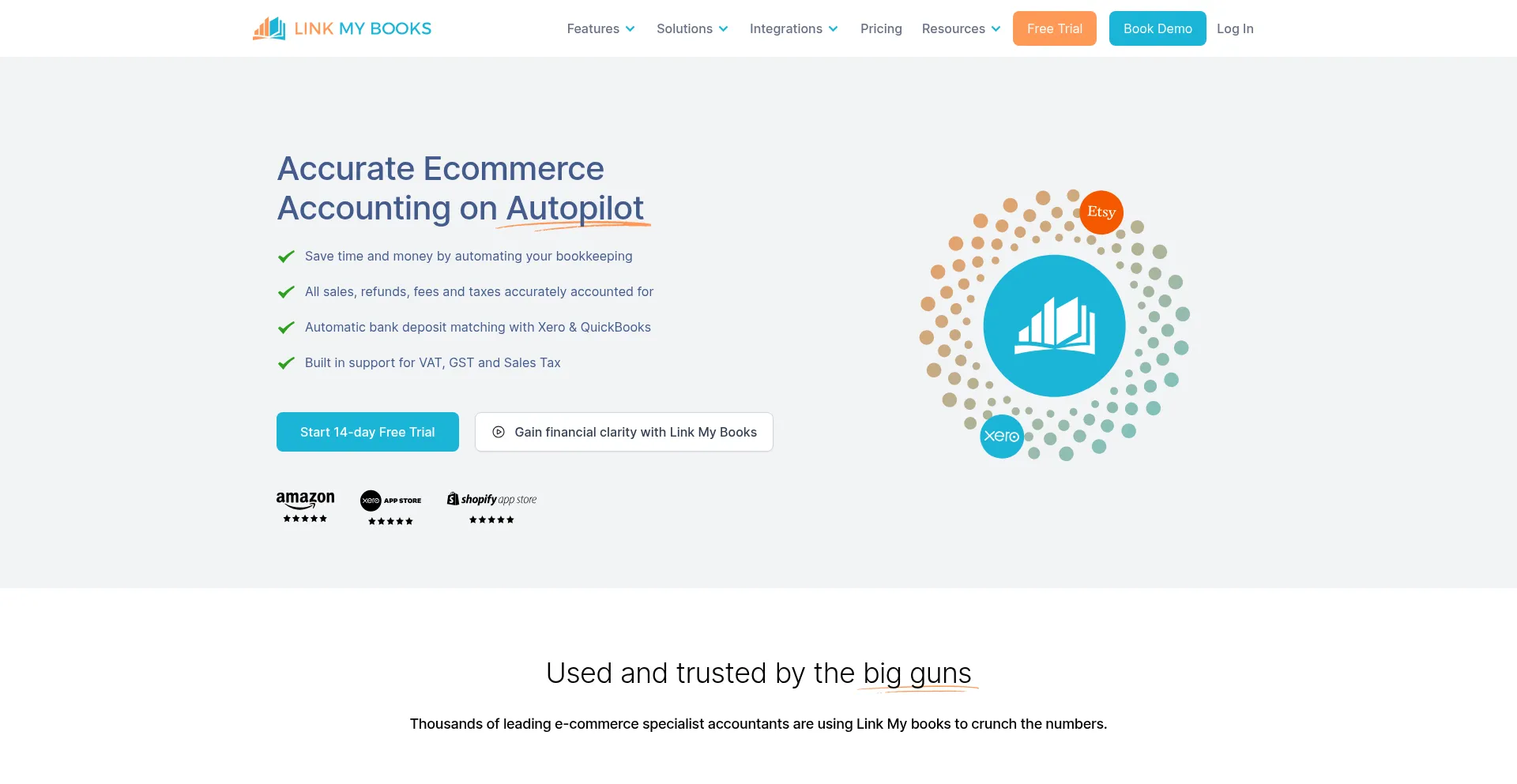 Website screenshot of Linkmybooks.com